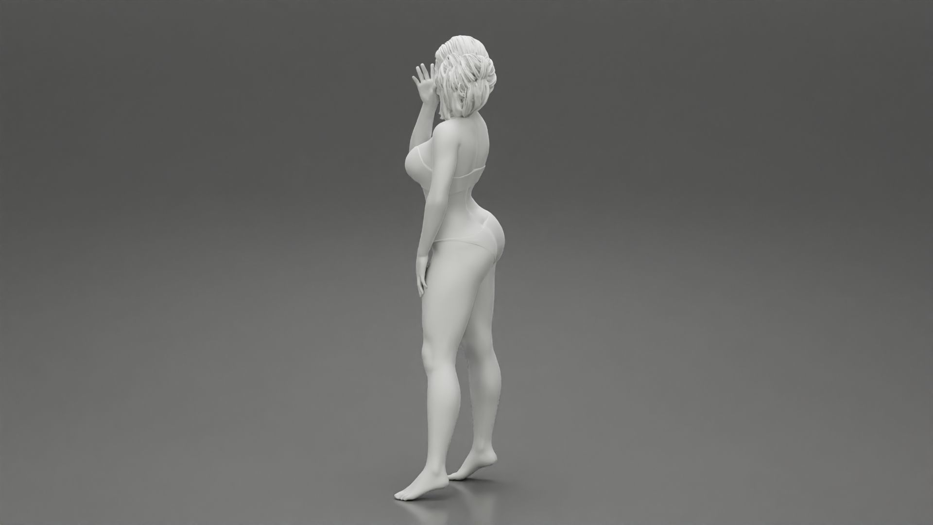 Pretty Slim Girl in Bikini on the Beach 3D print model_10