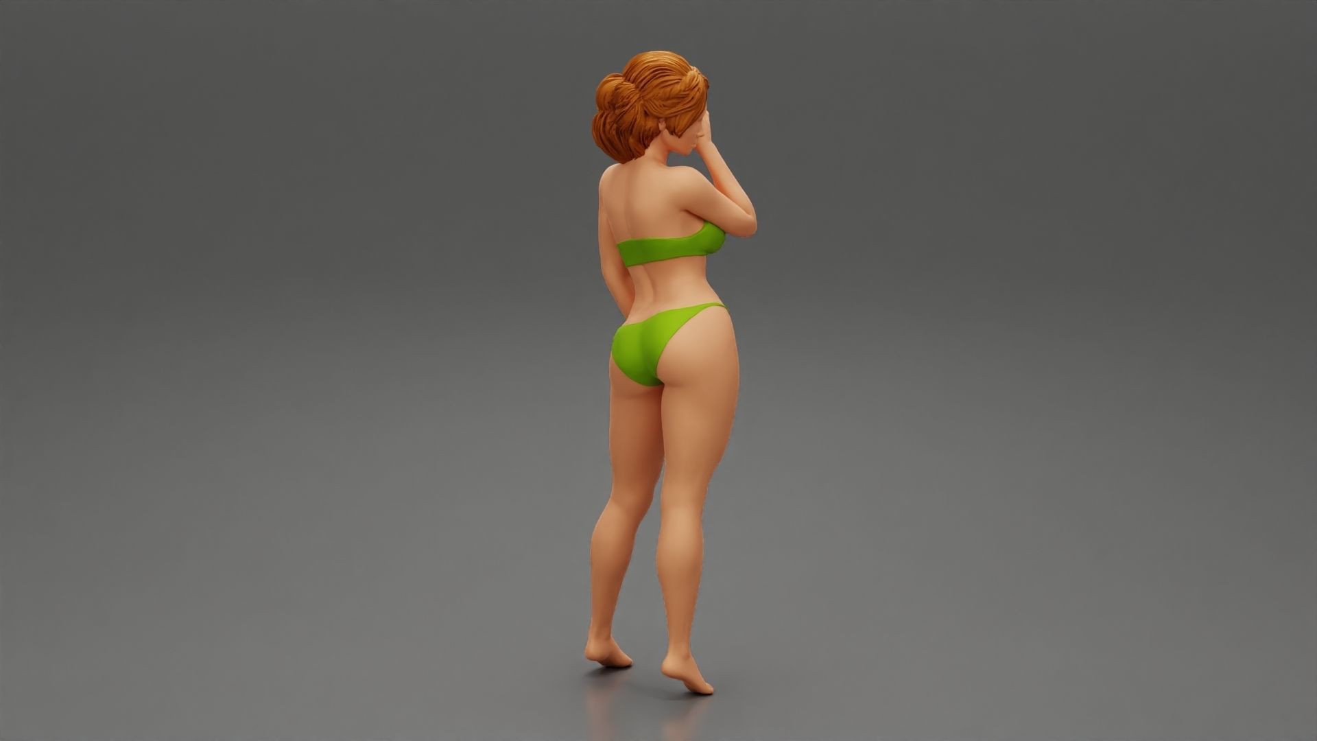 Pretty Slim Girl in Bikini on the Beach 3D print model_2