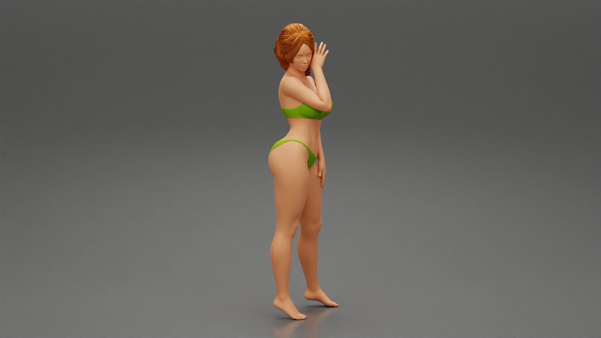 Pretty Slim Girl in Bikini on the Beach 3D print model_1