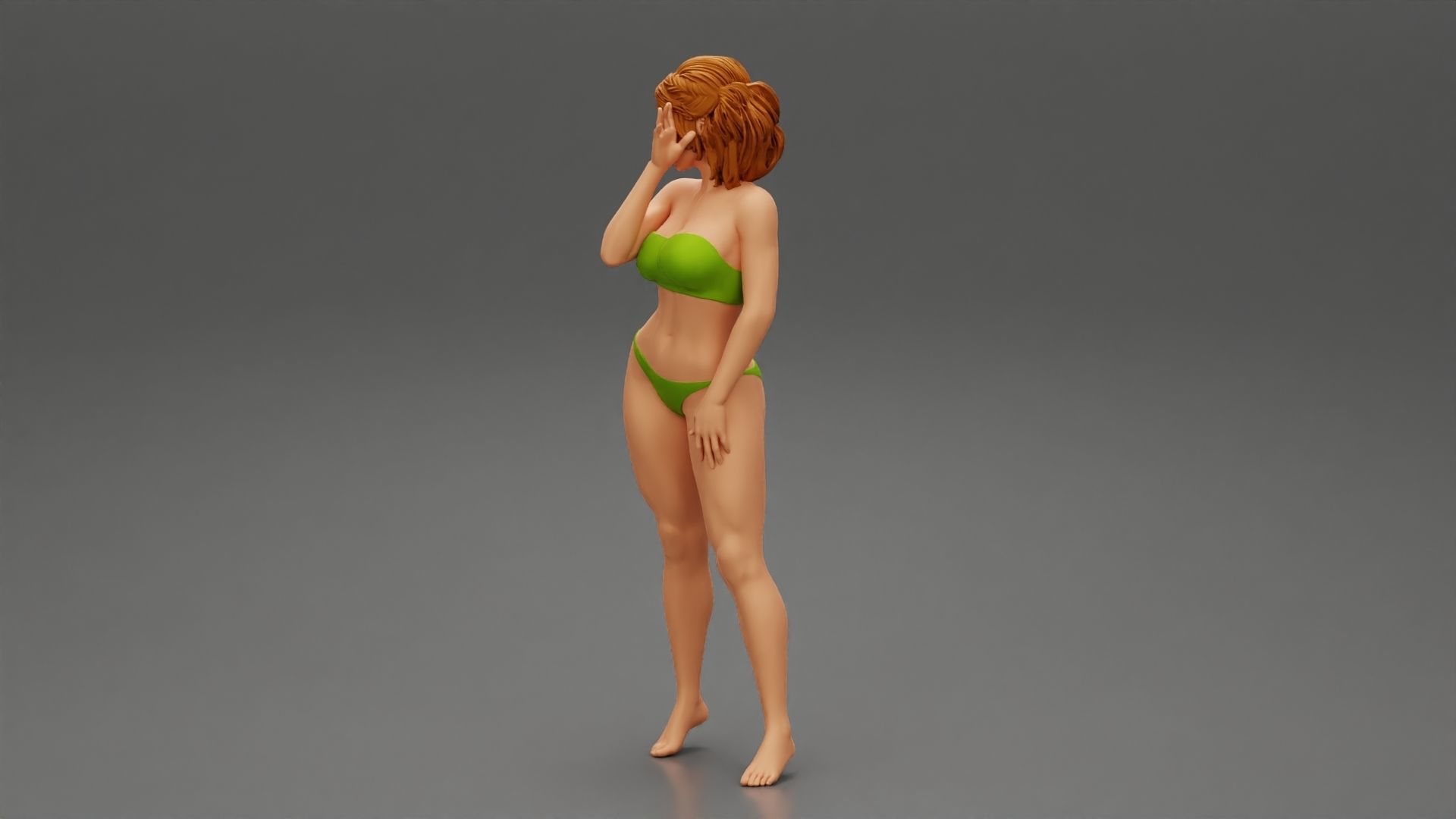 Pretty Slim Girl in Bikini on the Beach 3D print model_5
