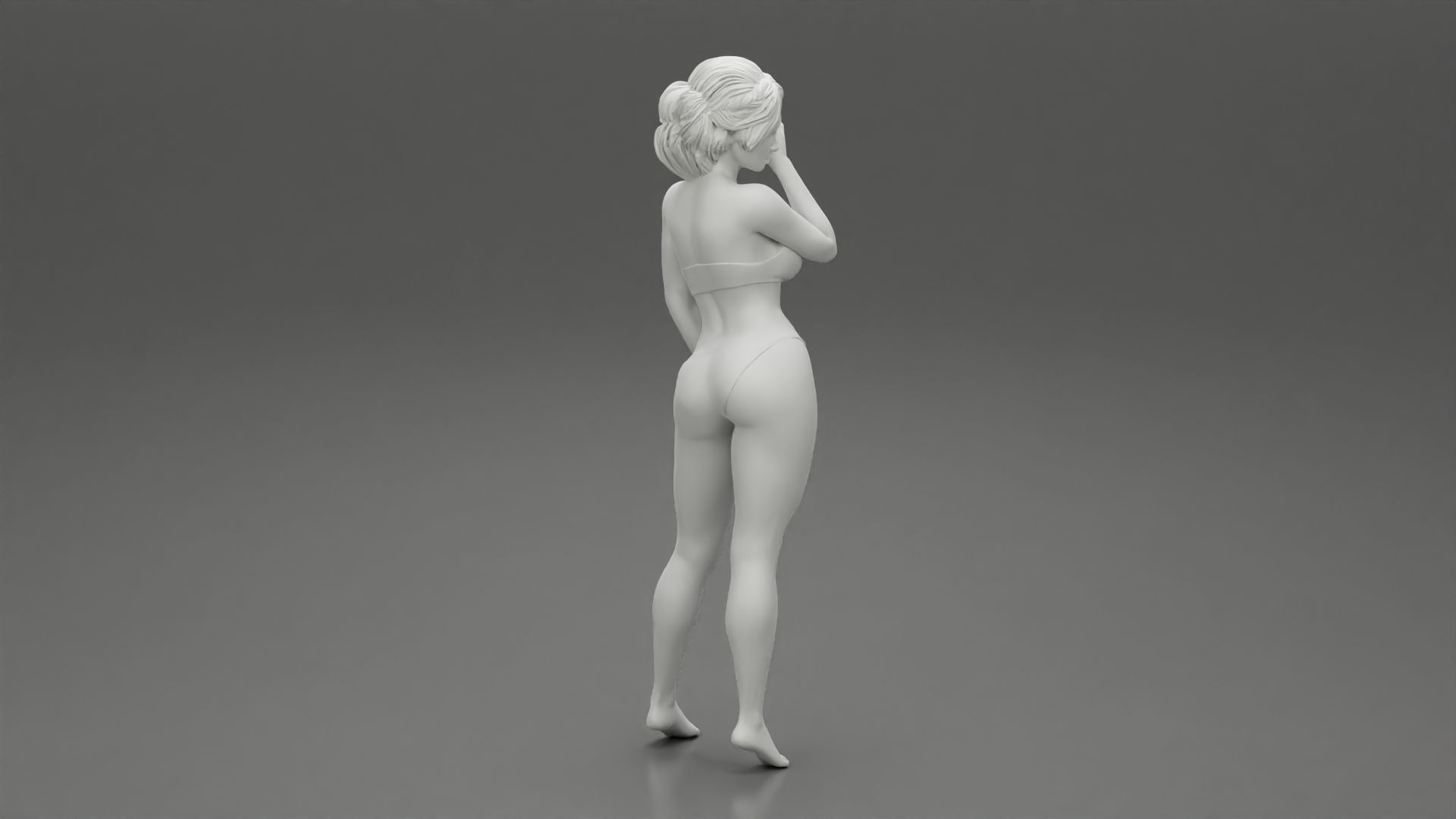 Pretty Slim Girl in Bikini on the Beach 3D print model_8