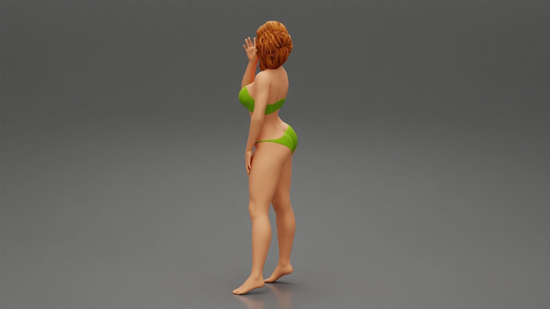 Pretty Slim Girl in Bikini on the Beach 3D print model_4