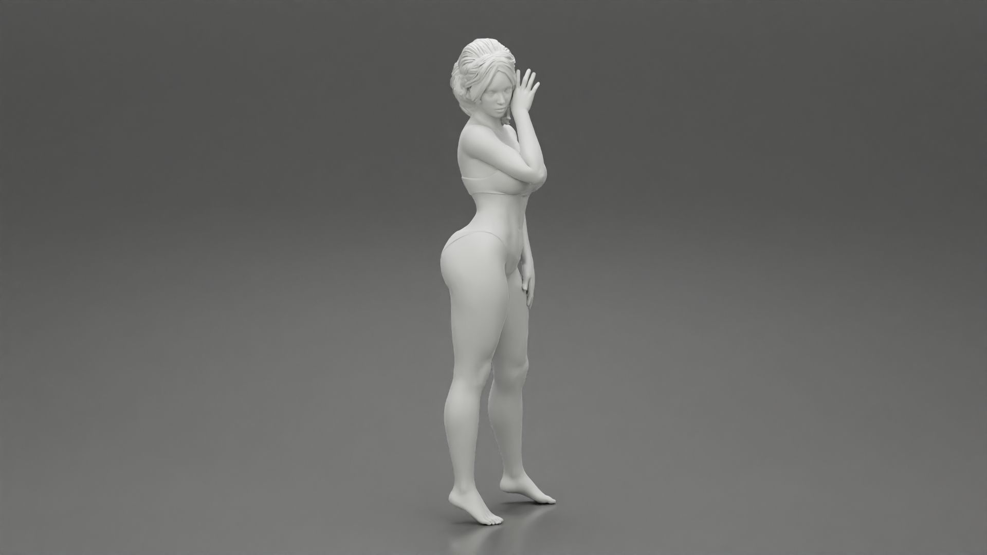 Pretty Slim Girl in Bikini on the Beach 3D print model_7