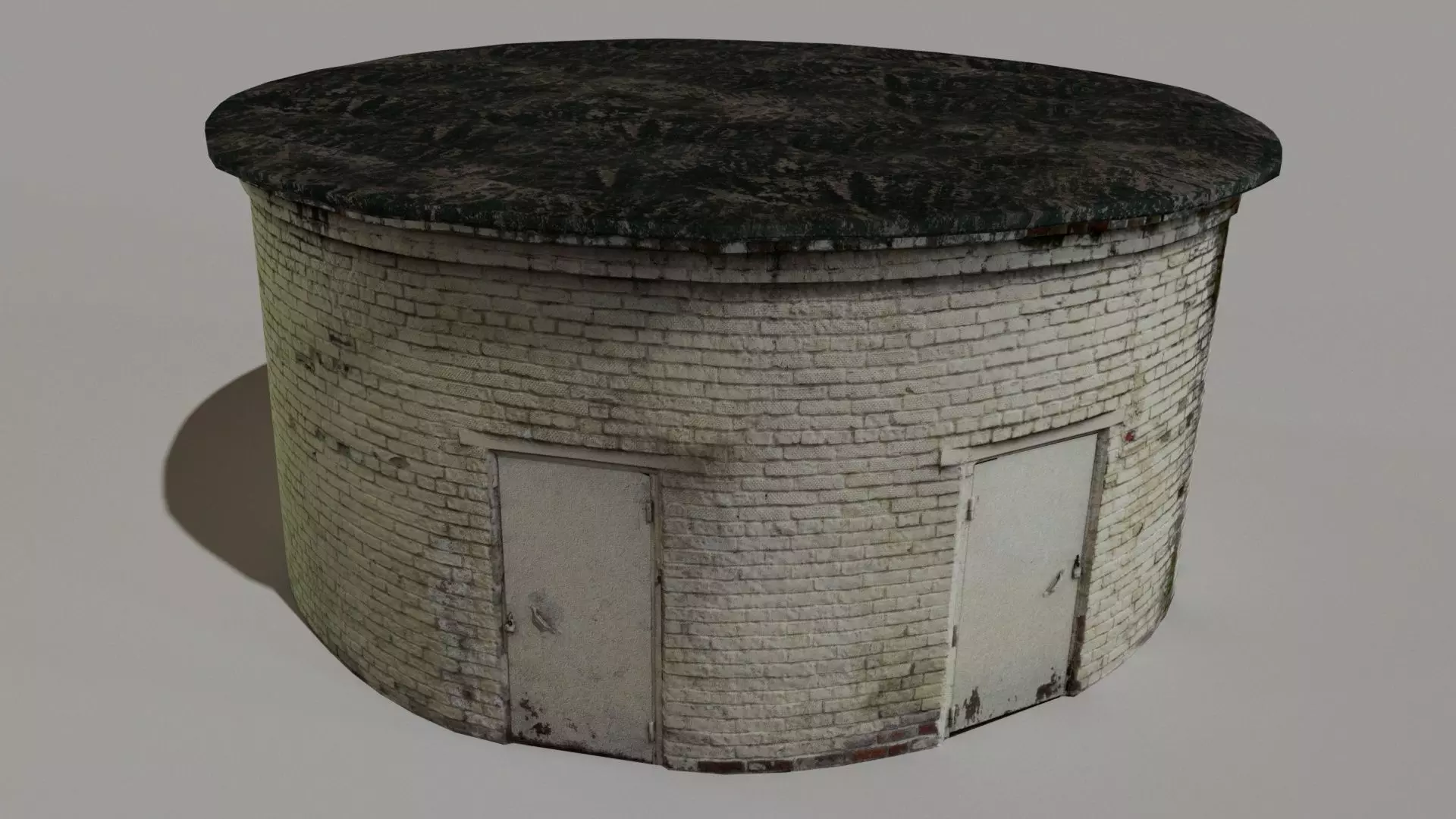 Industrial building Low-poly 3D model_0