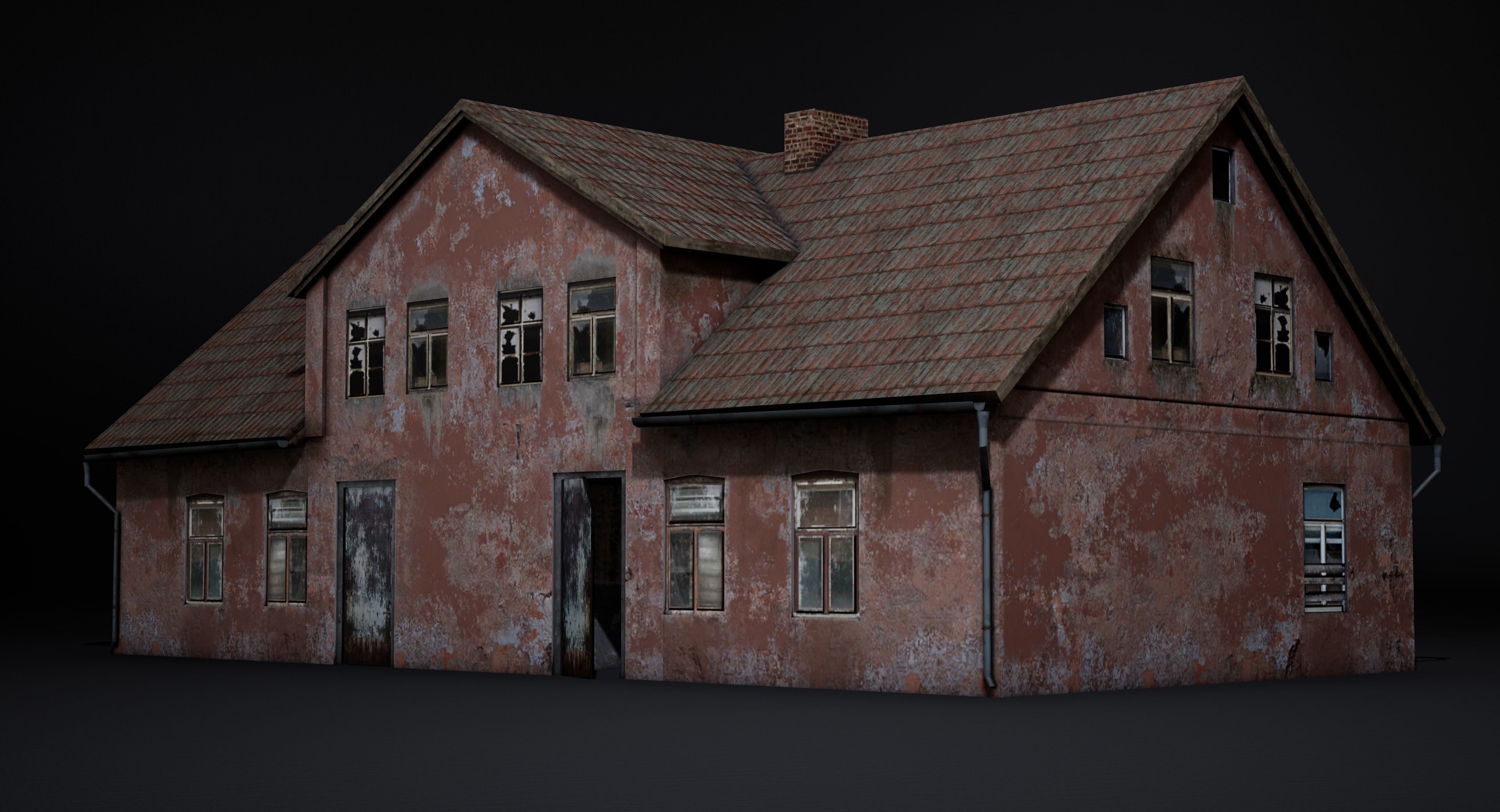 Abandoned house Low-poly 3D model_4