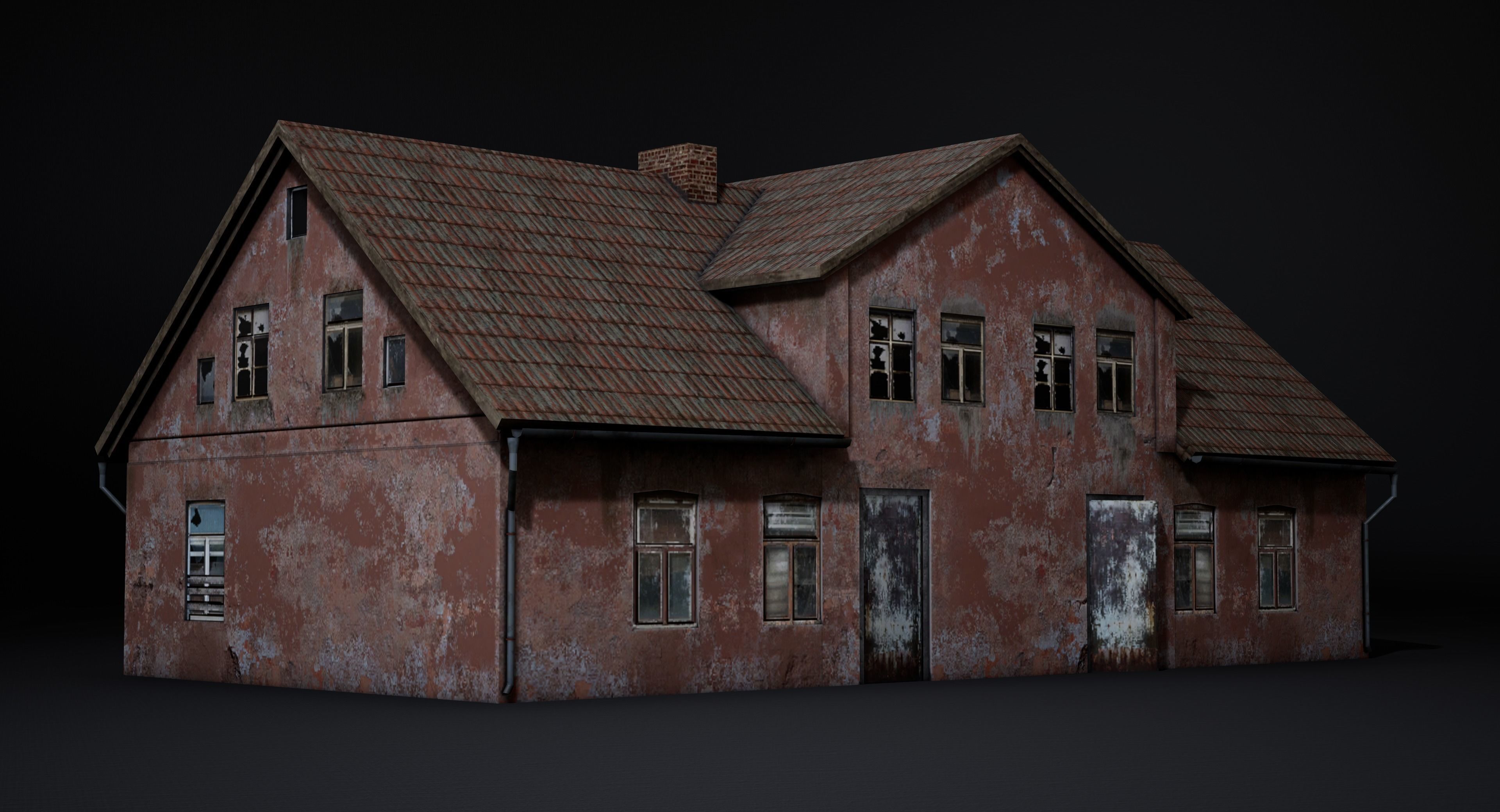 Abandoned house Low-poly 3D model_5