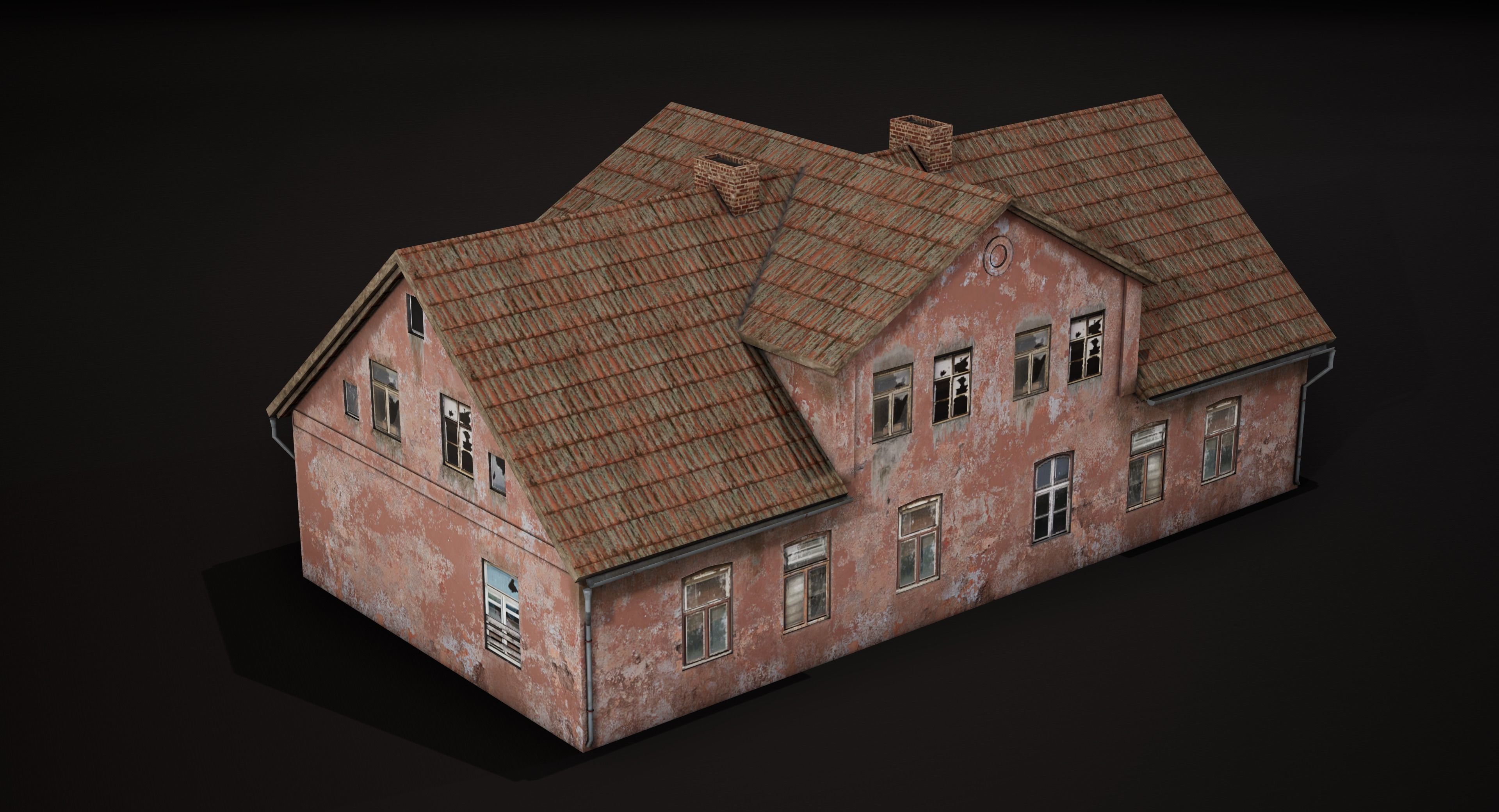 Abandoned house Low-poly 3D model_2