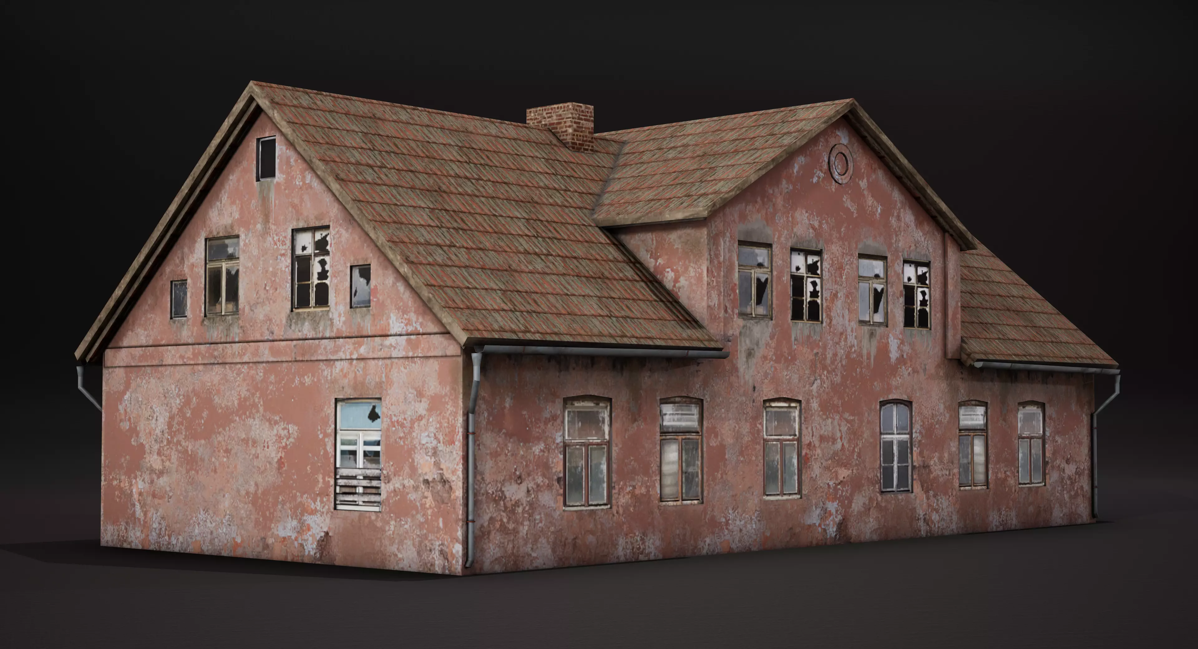 Abandoned house Low-poly 3D model_0