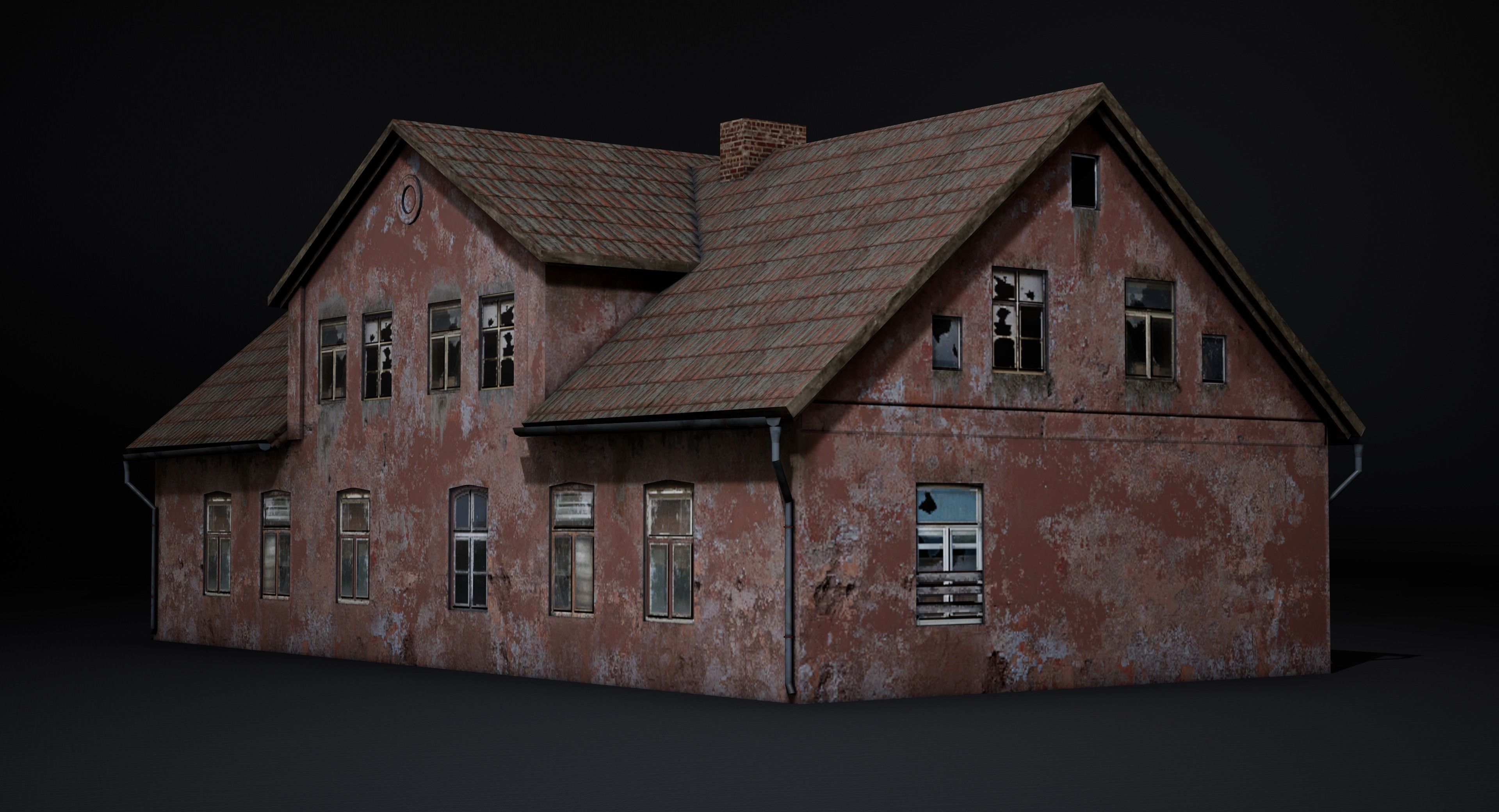 Abandoned house Low-poly 3D model_3