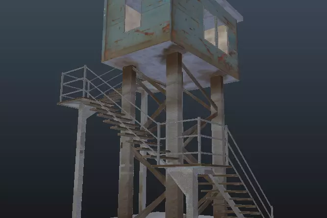 Metal Watch Tower Dusty Low-poly 3D model