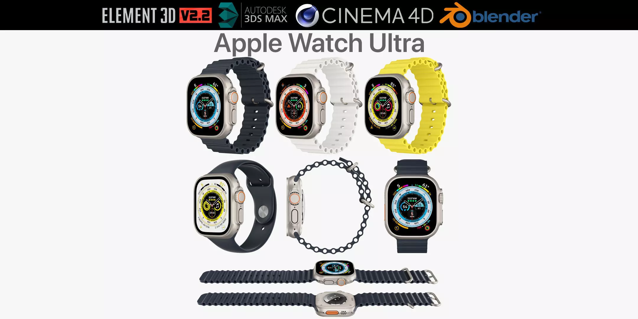 Apple Watch Ultra all colors 3D model_0