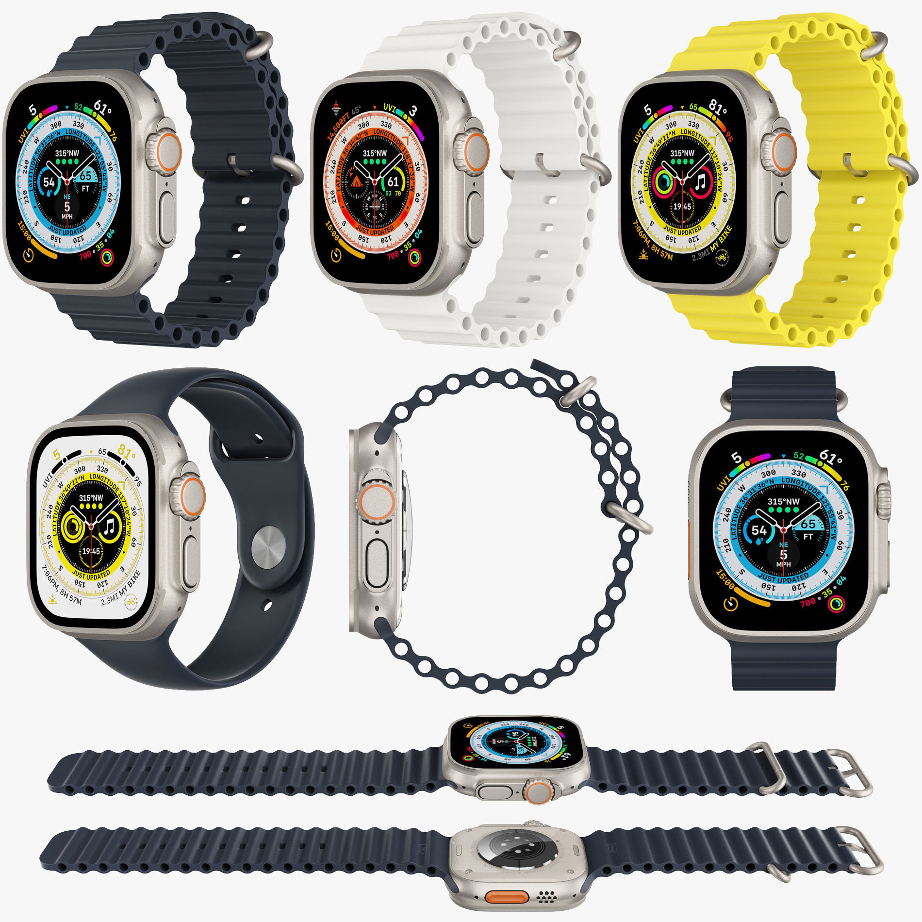 Apple Watch Ultra all colors 3D model_1