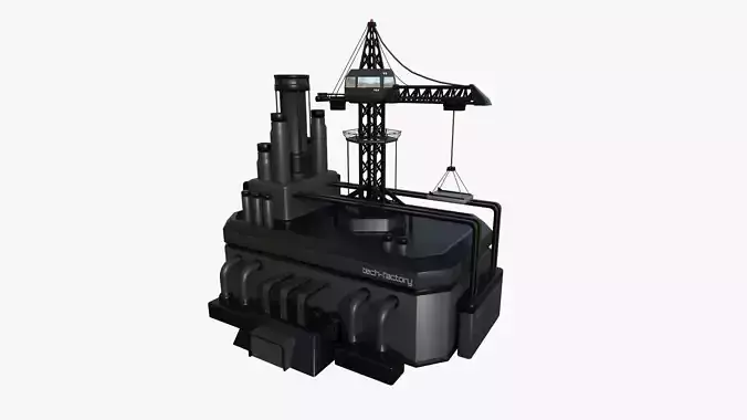 SciFi Factory A07 Black - Sci Fi Exterior Design Low-poly 3D model