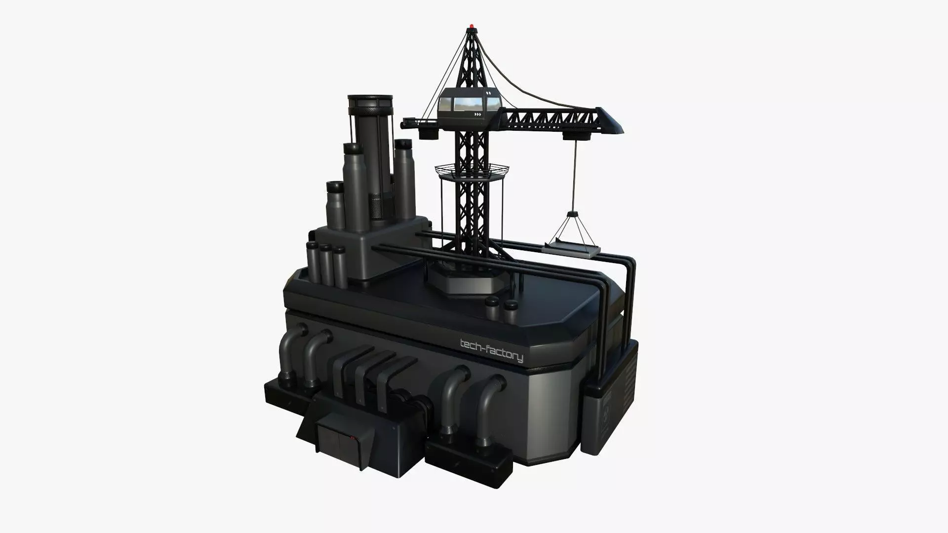 SciFi Factory A07 Black - Sci Fi Exterior Design Low-poly 3D model_0