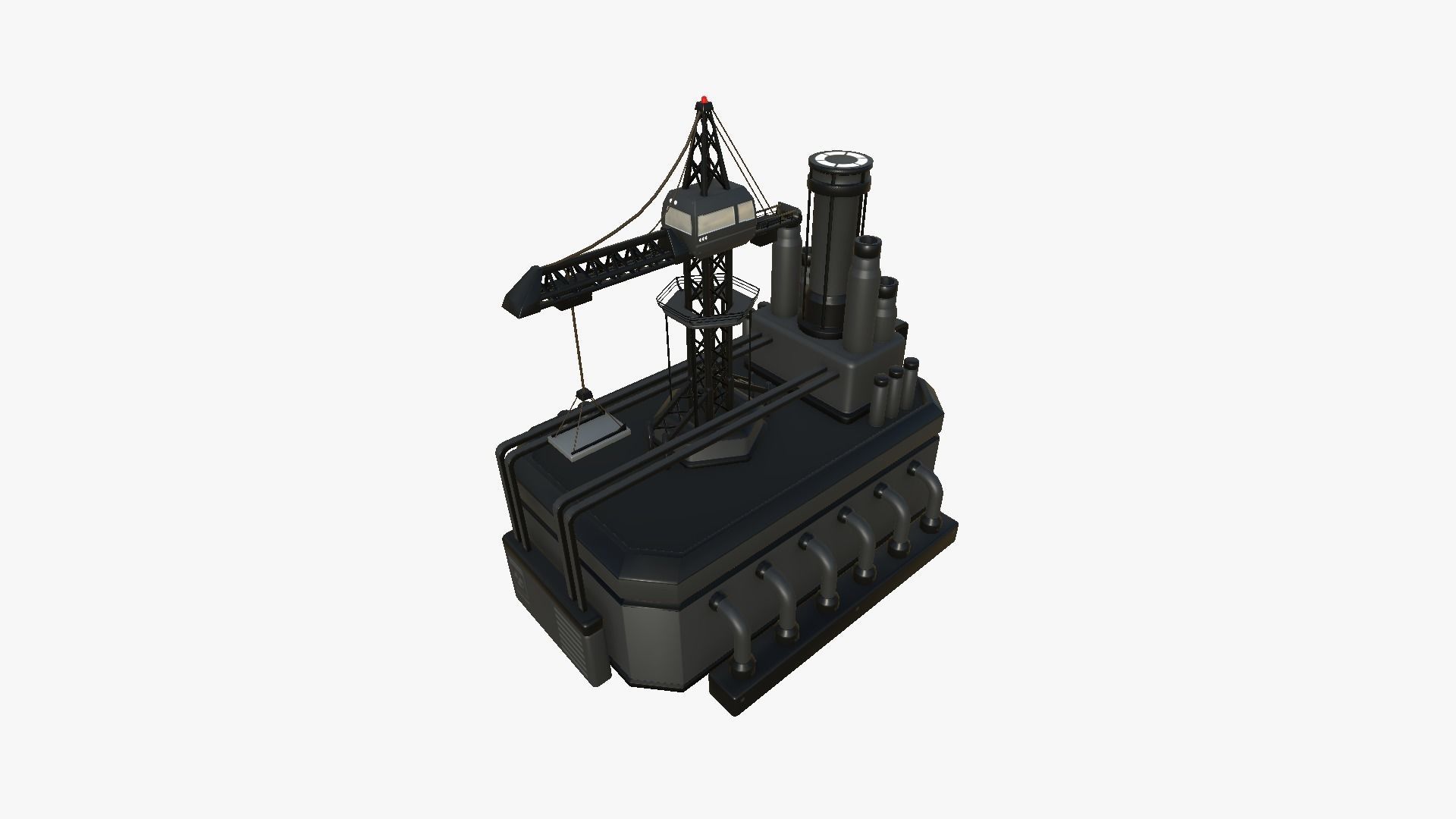 SciFi Factory A07 Black - Sci Fi Exterior Design Low-poly 3D model_3