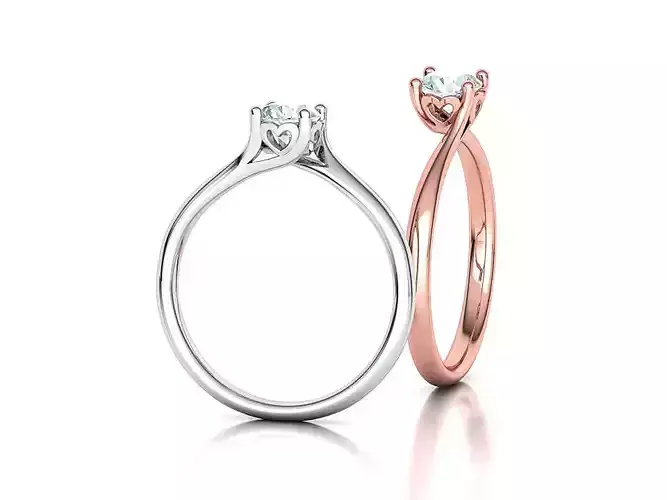 Aria Solitaire Hearts Ring with Half Carat Stone 3dprint ring 3D print model