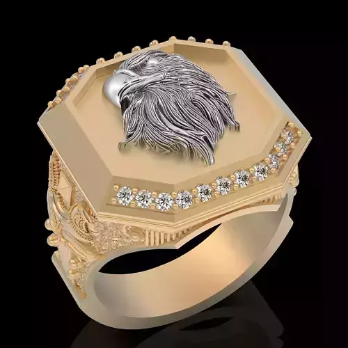 Eagle ring silver gold sterling printable jewelry 3D model
