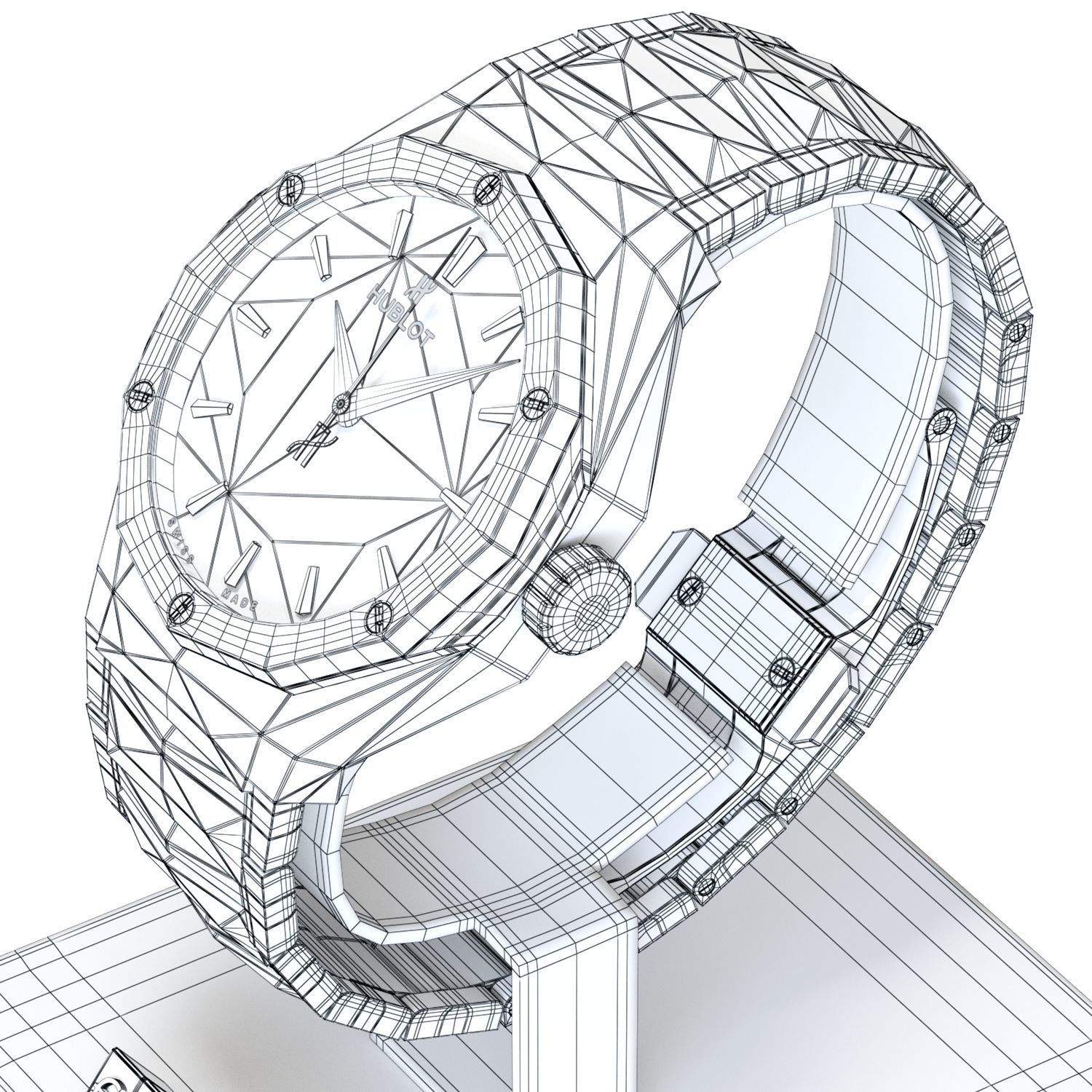 Wristwatch - Hublot - Orlinski Bracelet Titanium - 3dsMax - Vray 3D model_11