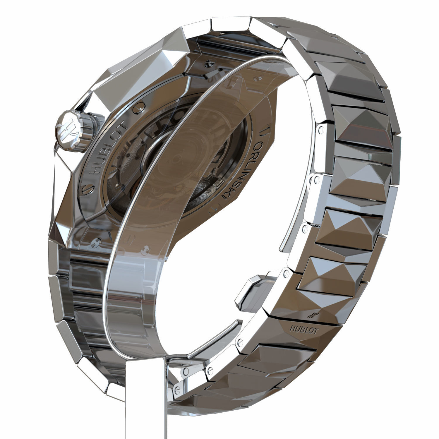 Wristwatch - Hublot - Orlinski Bracelet Titanium - 3dsMax - Vray 3D model_4