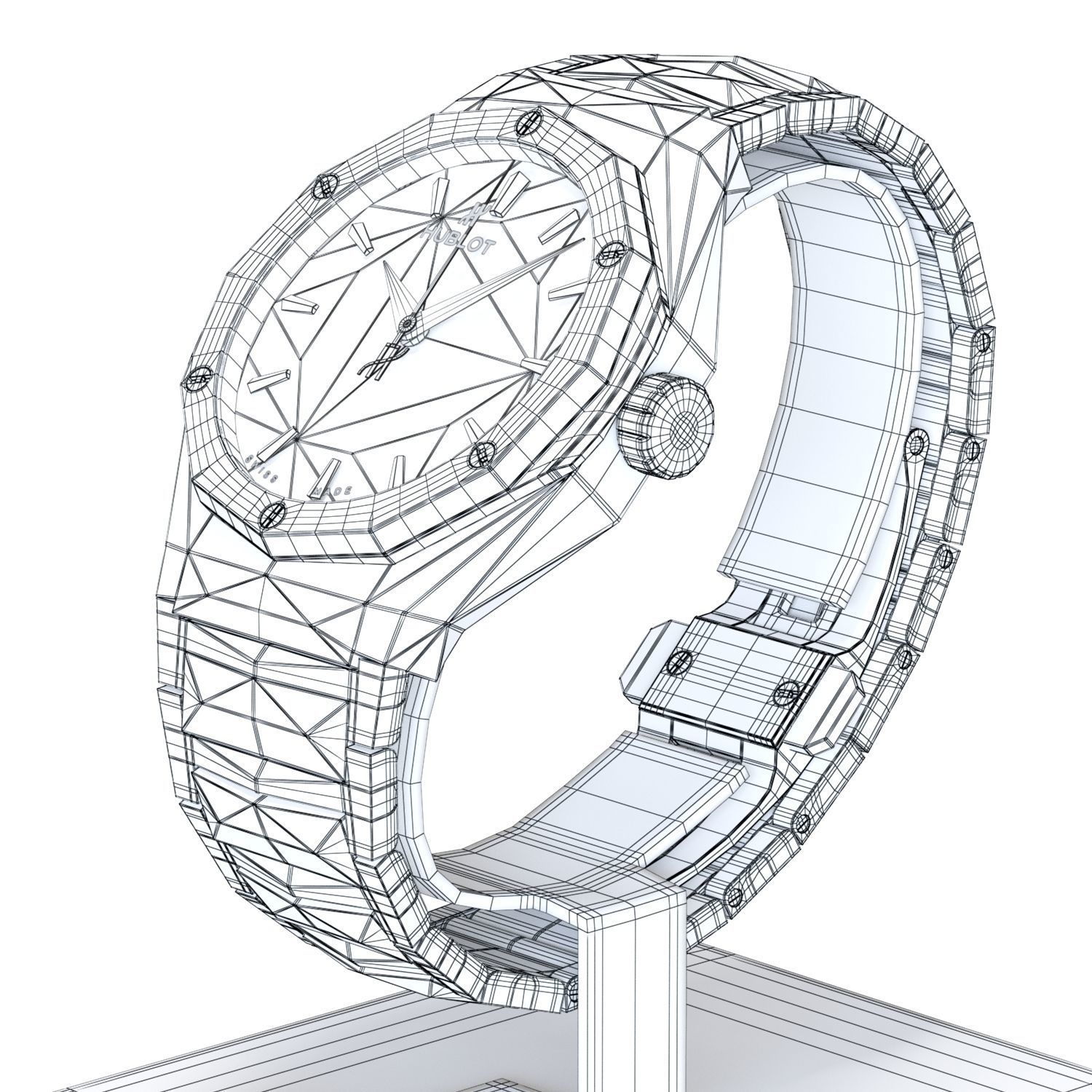 Wristwatch - Hublot - Orlinski Bracelet Titanium - 3dsMax - Vray 3D model_9