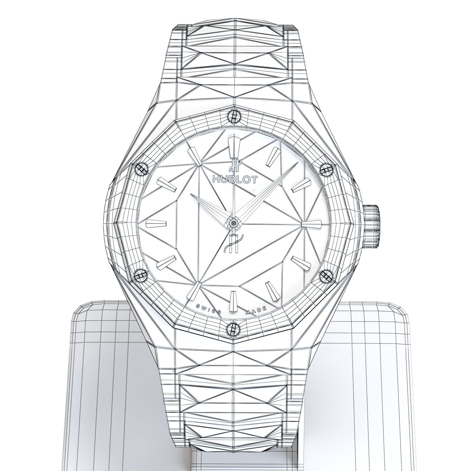 Wristwatch - Hublot - Orlinski Bracelet Titanium - 3dsMax - Vray 3D model_8