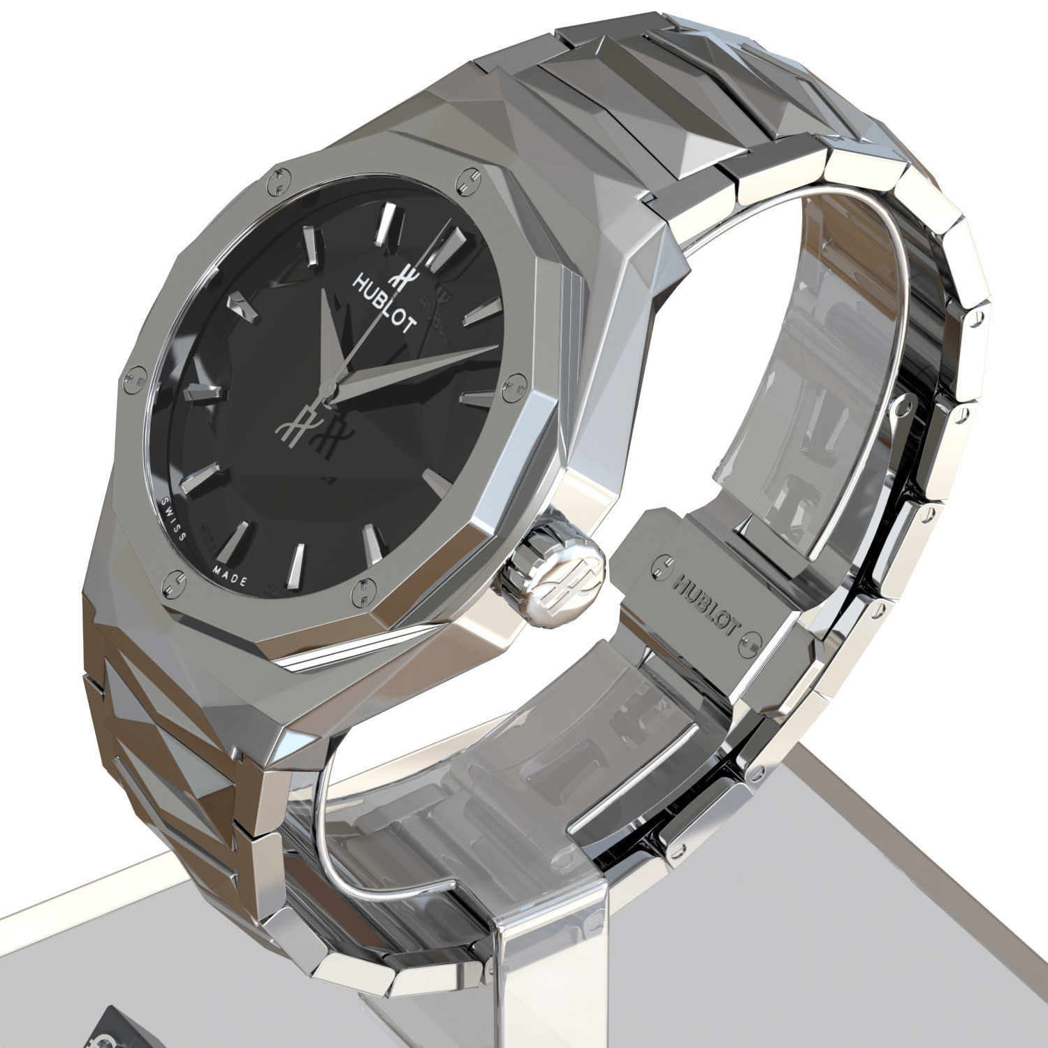Wristwatch - Hublot - Orlinski Bracelet Titanium - 3dsMax - Vray 3D model_5