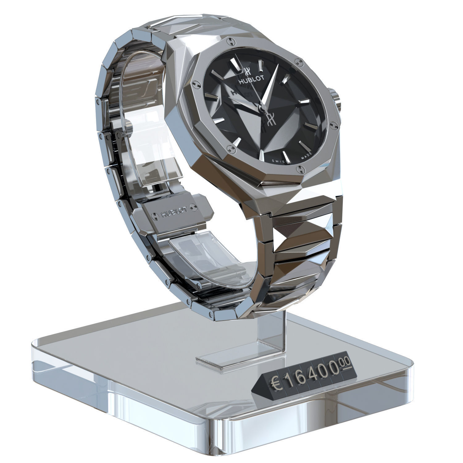 Wristwatch - Hublot - Orlinski Bracelet Titanium - 3dsMax - Vray 3D model_2