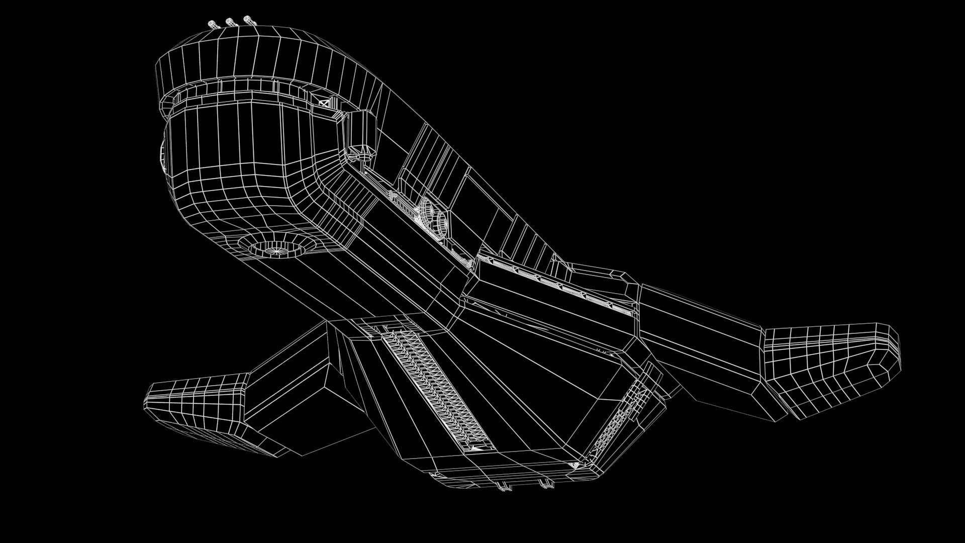 Spaceship Low-poly 3D model_29