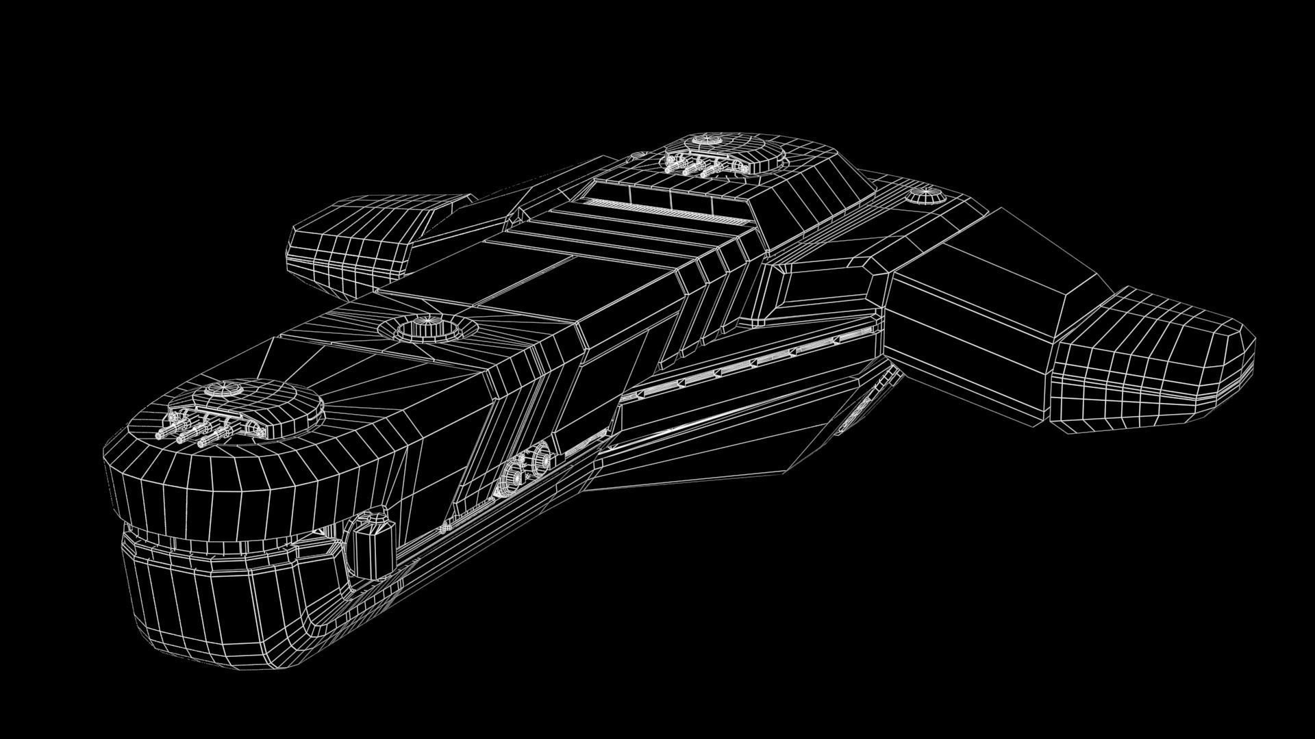 Spaceship Low-poly 3D model_28