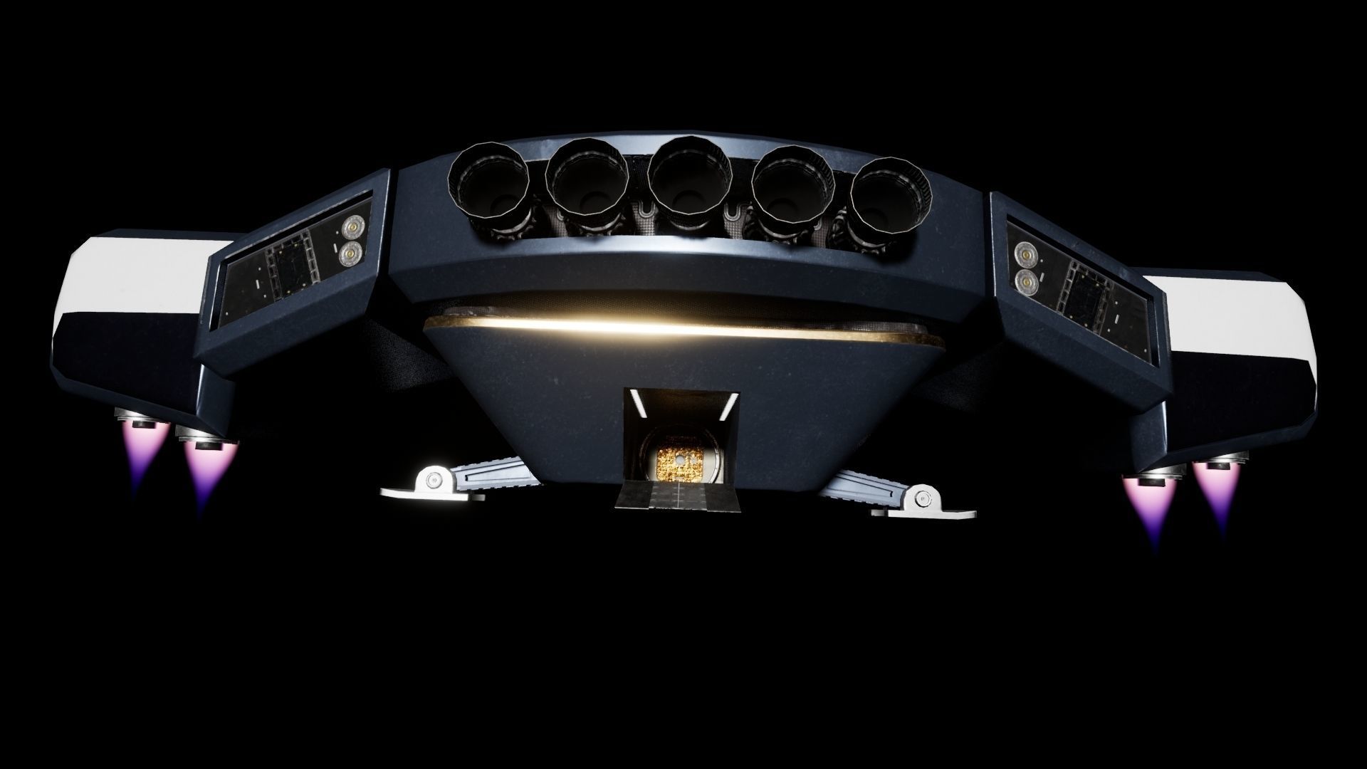 Spaceship Low-poly 3D model_10