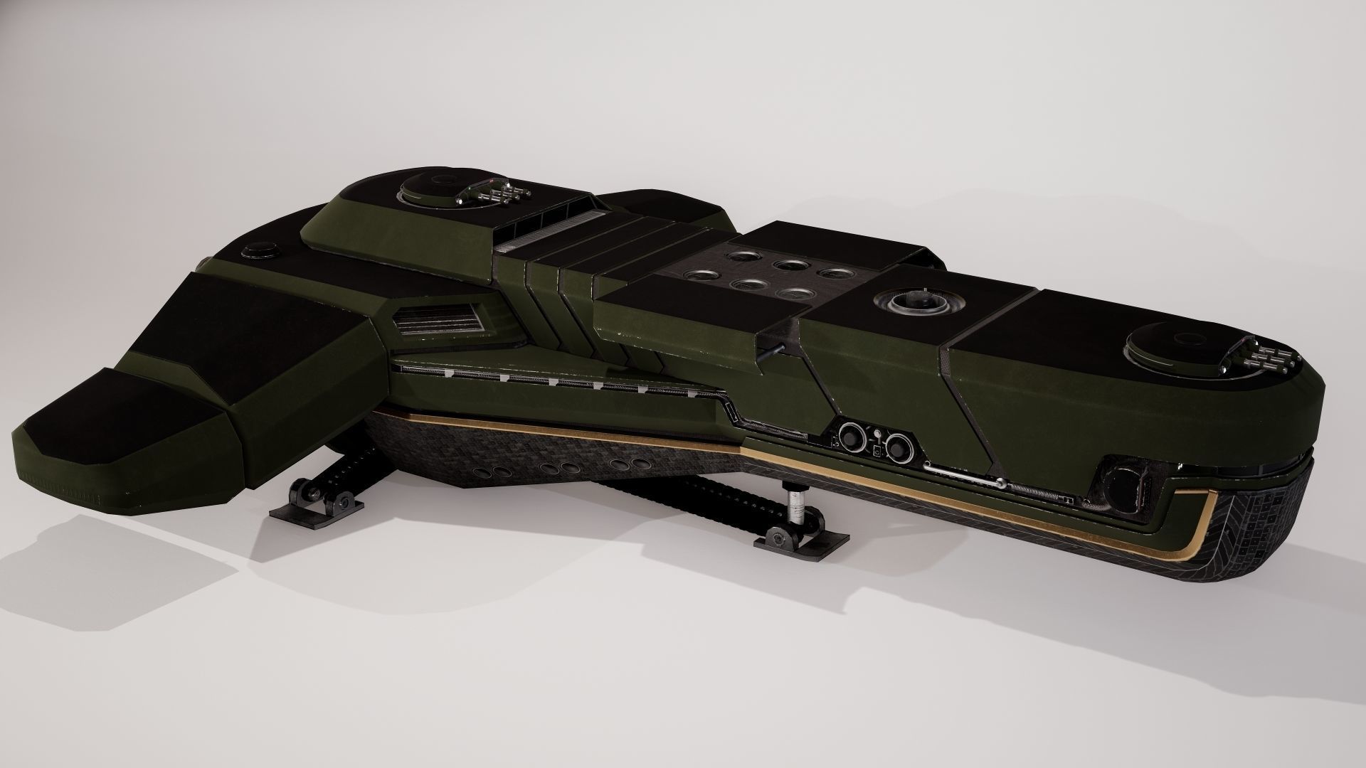 Spaceship Low-poly 3D model_4