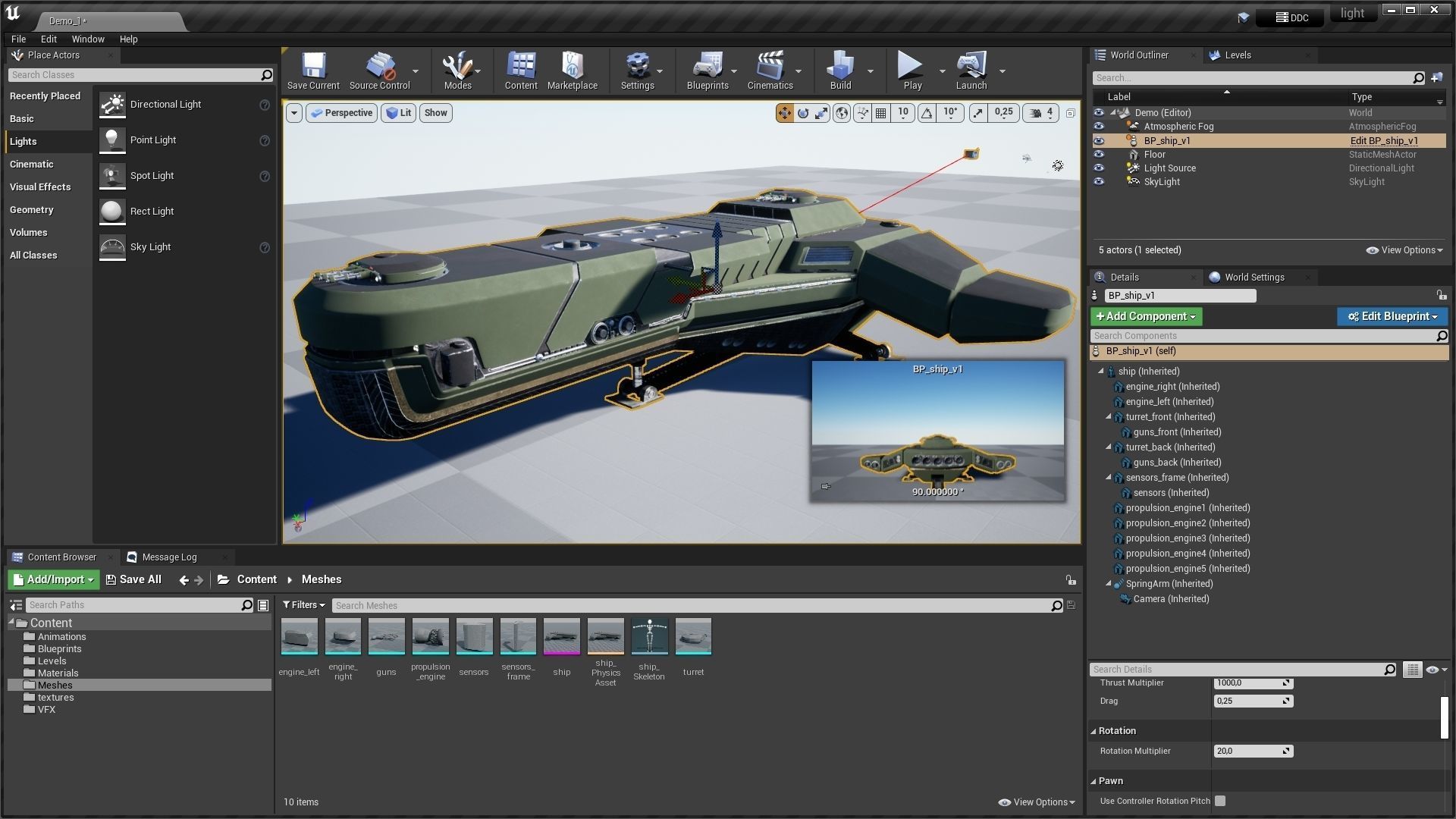 Spaceship Low-poly 3D model_30
