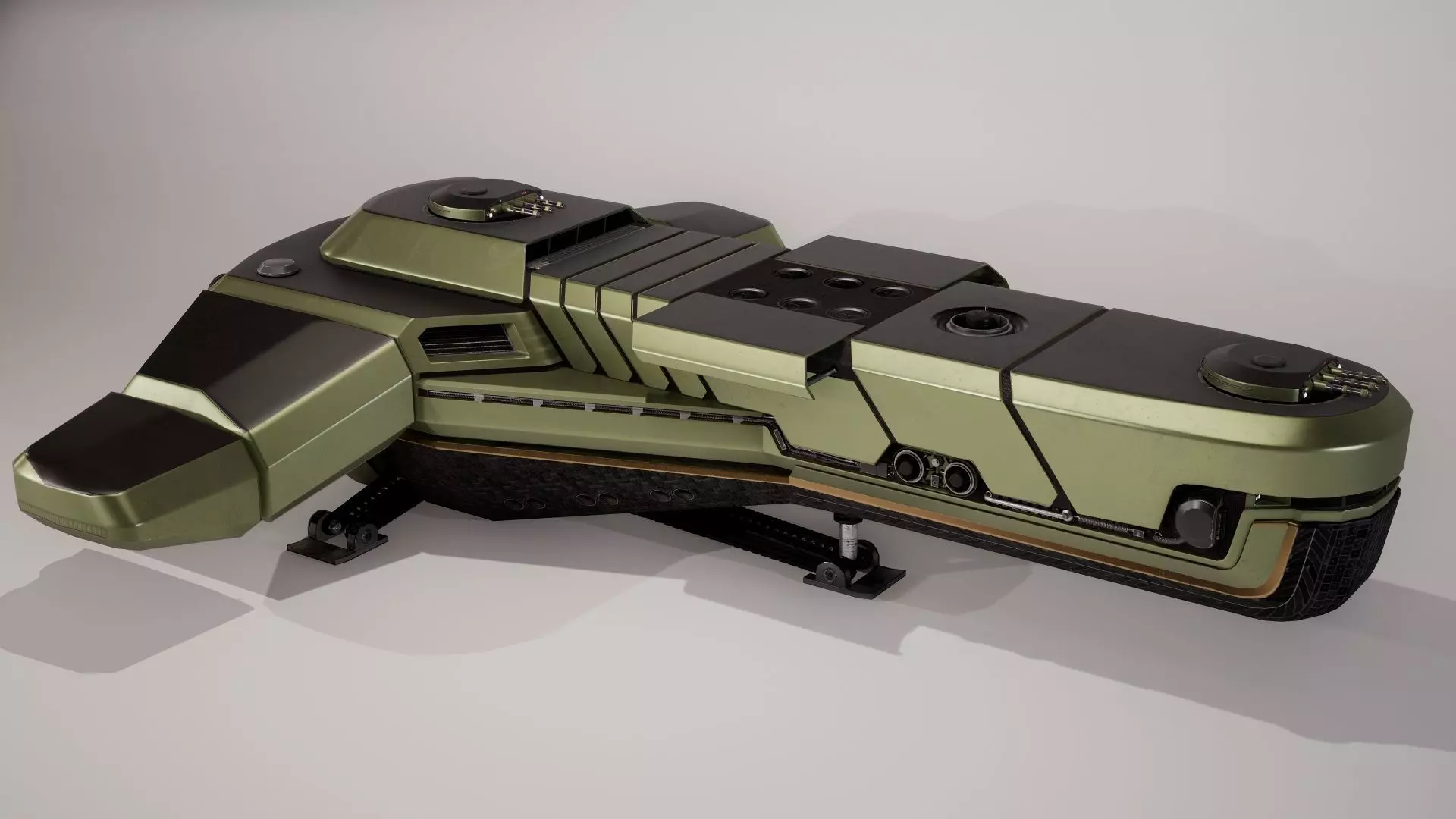 Spaceship Low-poly 3D model_0