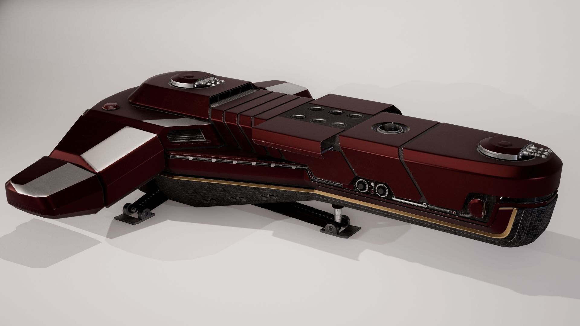 Spaceship Low-poly 3D model_5