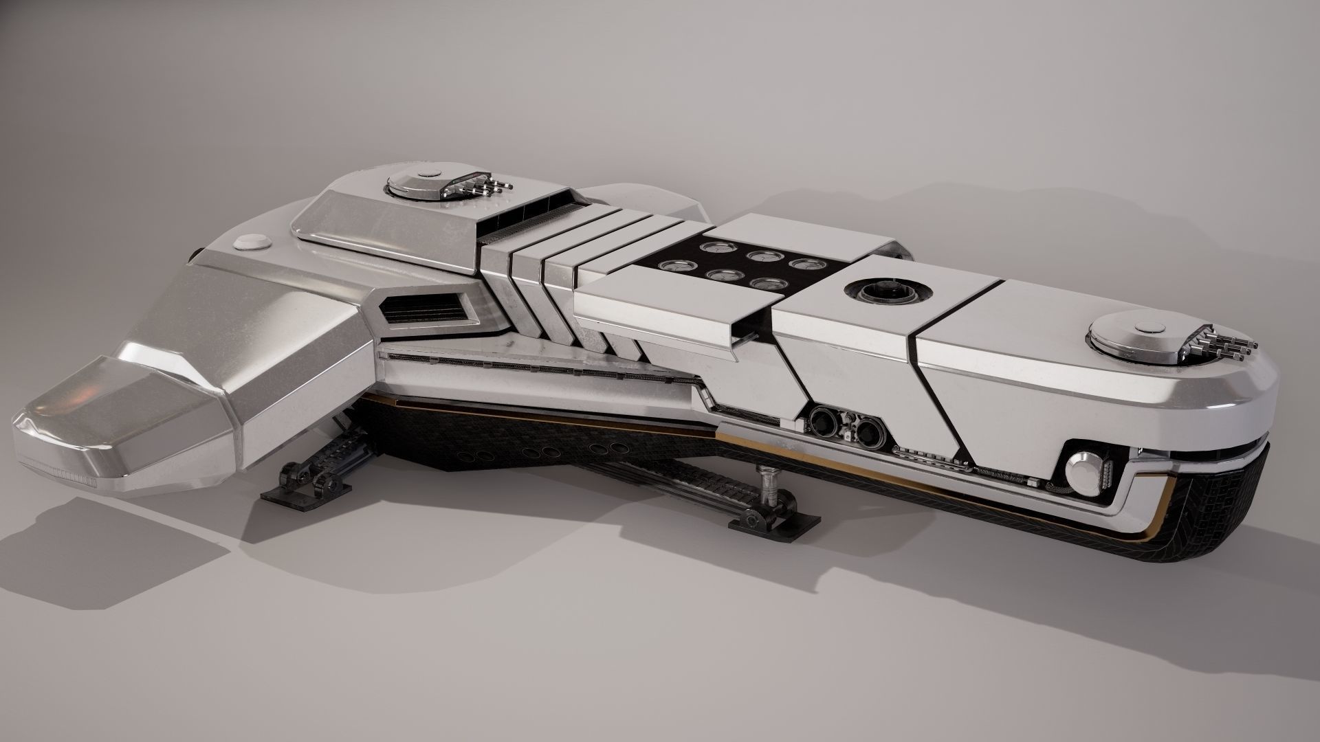 Spaceship Low-poly 3D model_3