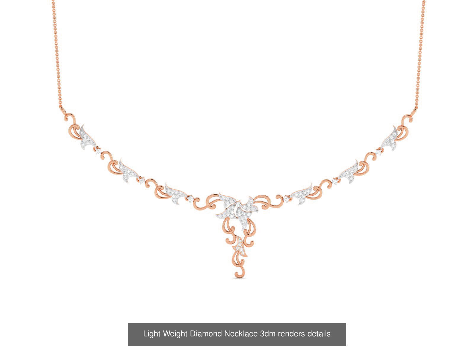 76 Light Weight Diamond Necklace 3dm renders details 3D Model Collection_77