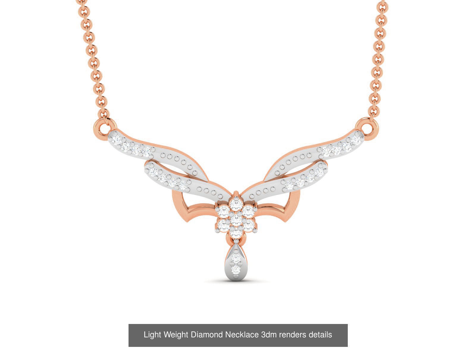 76 Light Weight Diamond Necklace 3dm renders details 3D Model Collection_72