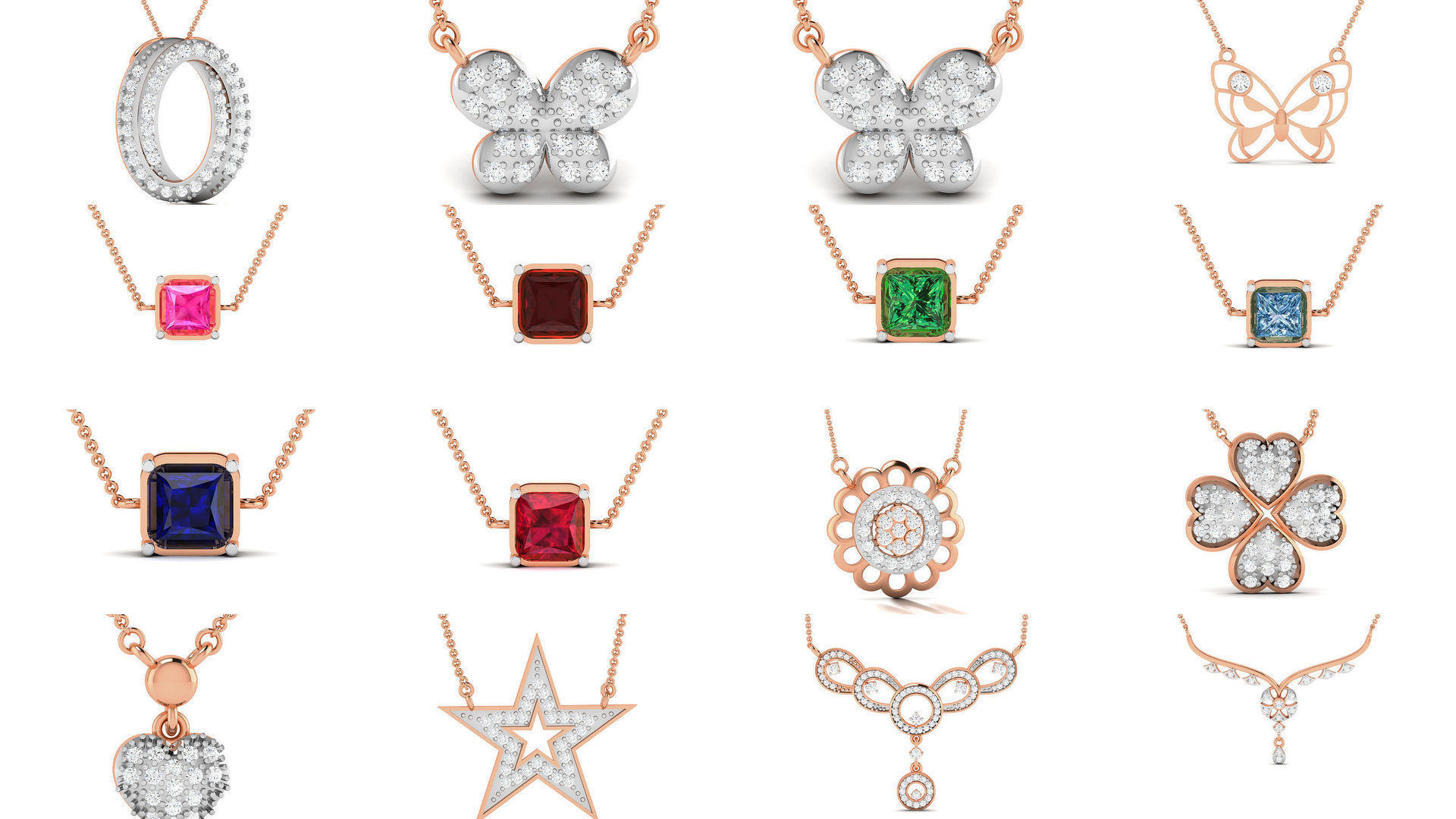 76 Light Weight Diamond Necklace 3dm renders details 3D Model Collection_1