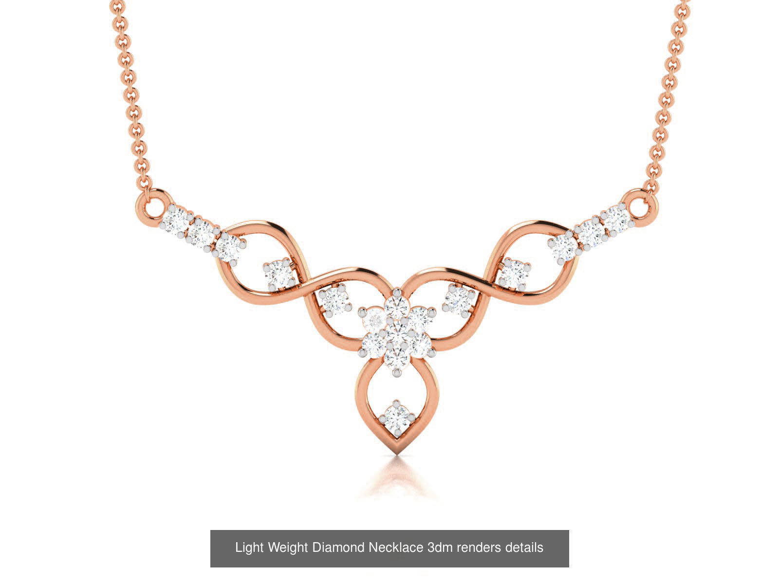 76 Light Weight Diamond Necklace 3dm renders details 3D Model Collection_83