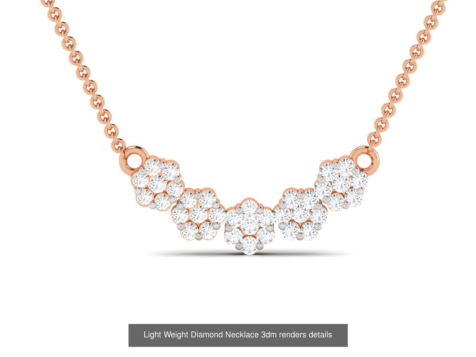 76 Light Weight Diamond Necklace 3dm renders details 3D Model Collection_20