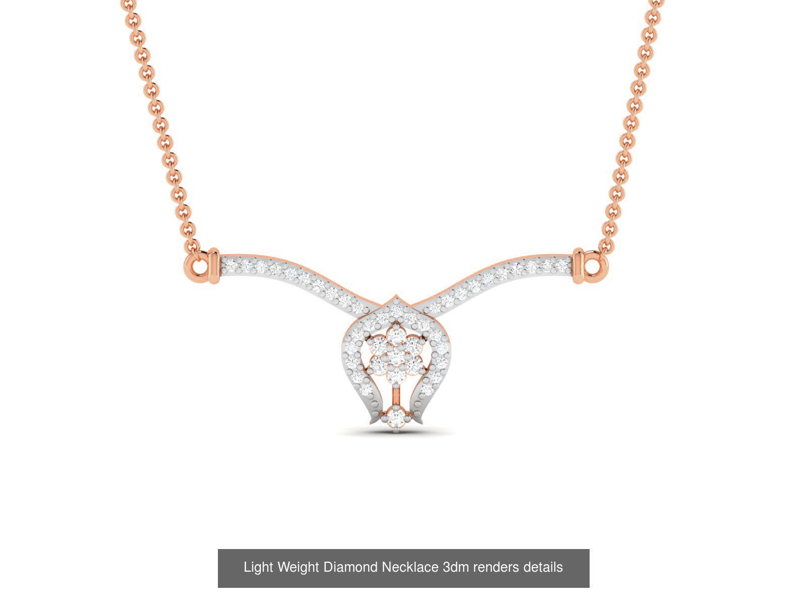 76 Light Weight Diamond Necklace 3dm renders details 3D Model Collection_71