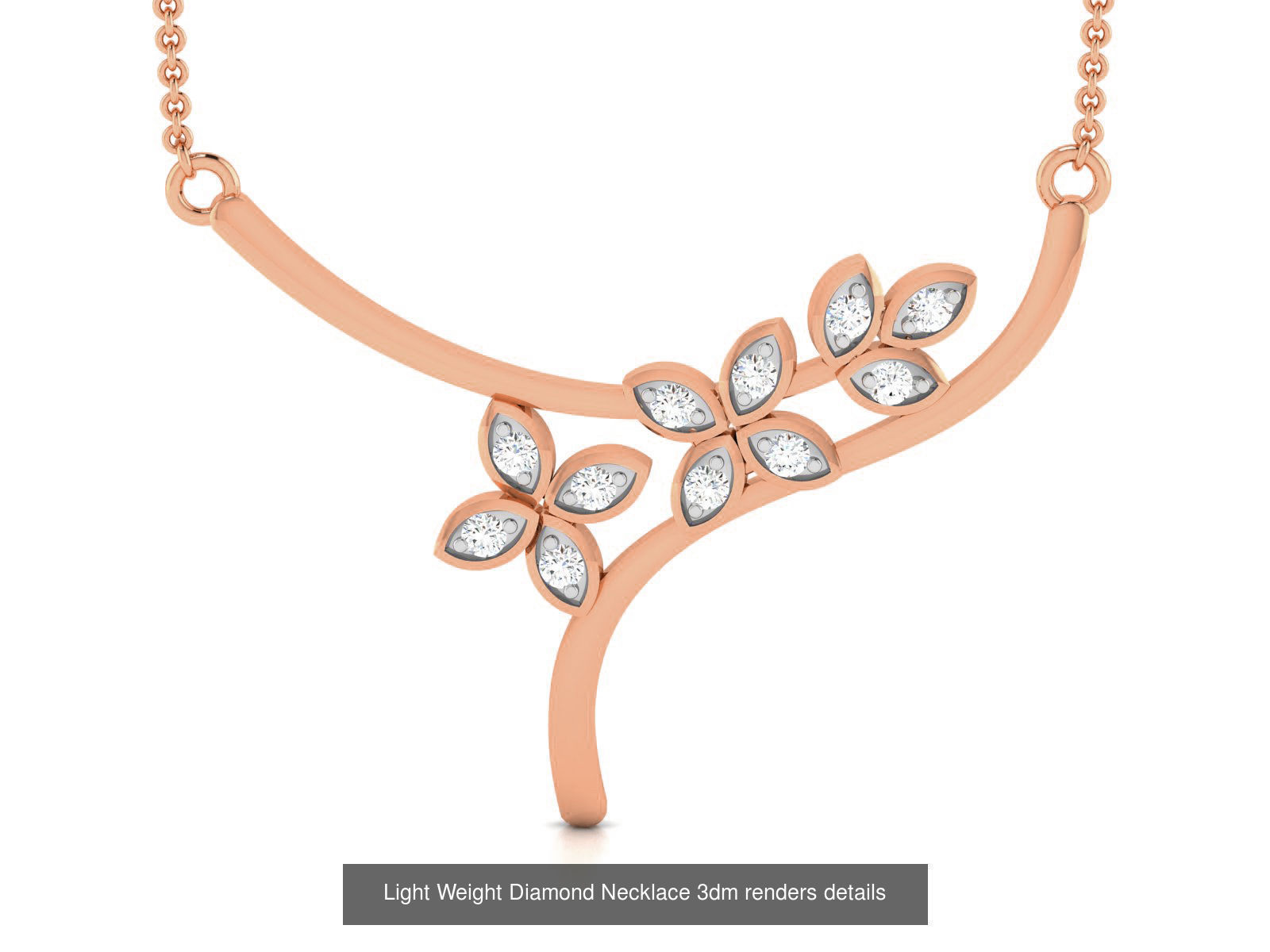 76 Light Weight Diamond Necklace 3dm renders details 3D Model Collection_51