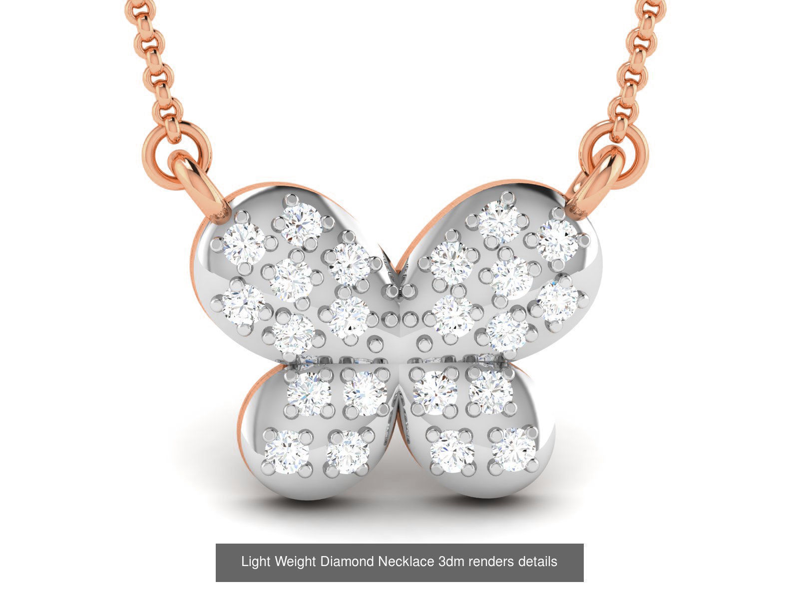 76 Light Weight Diamond Necklace 3dm renders details 3D Model Collection_26