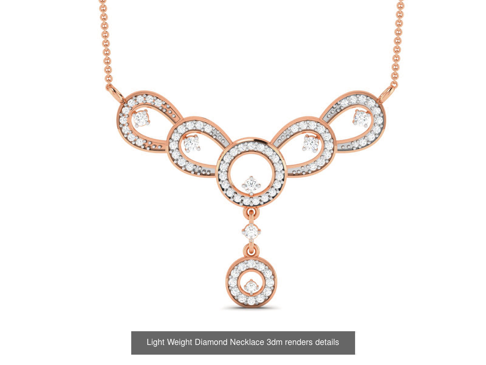 76 Light Weight Diamond Necklace 3dm renders details 3D Model Collection_39
