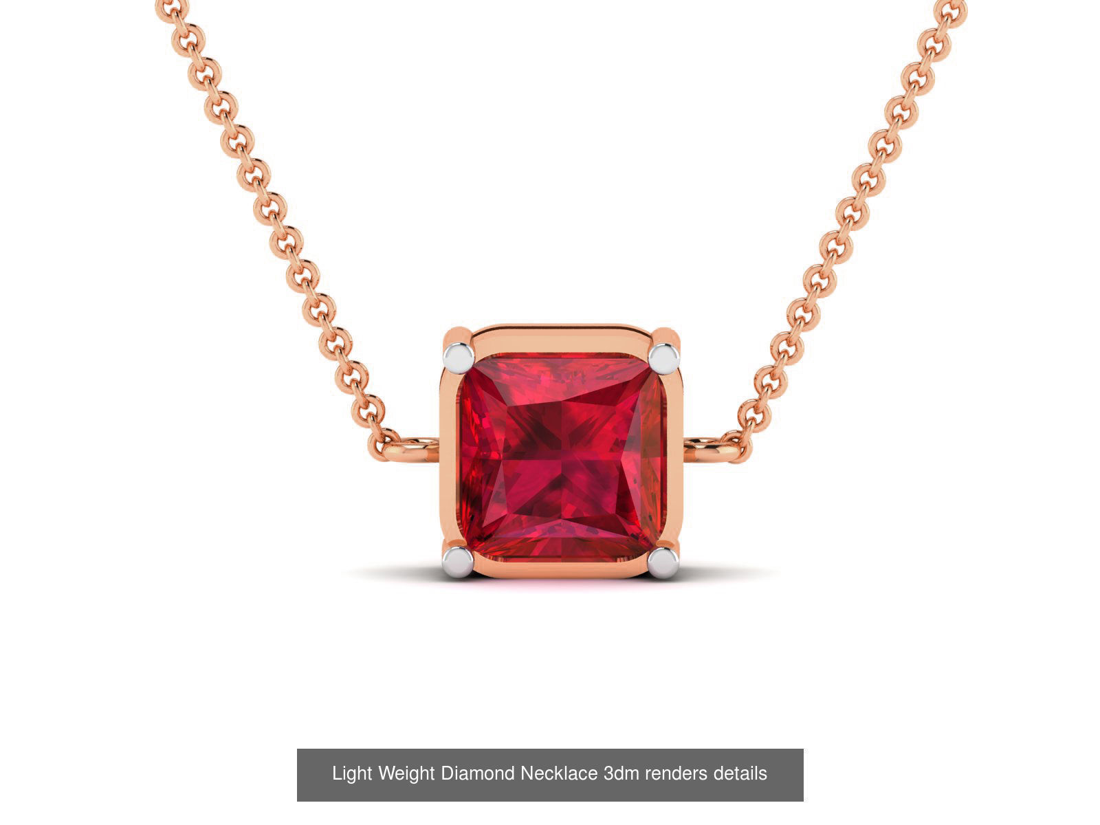 76 Light Weight Diamond Necklace 3dm renders details 3D Model Collection_34