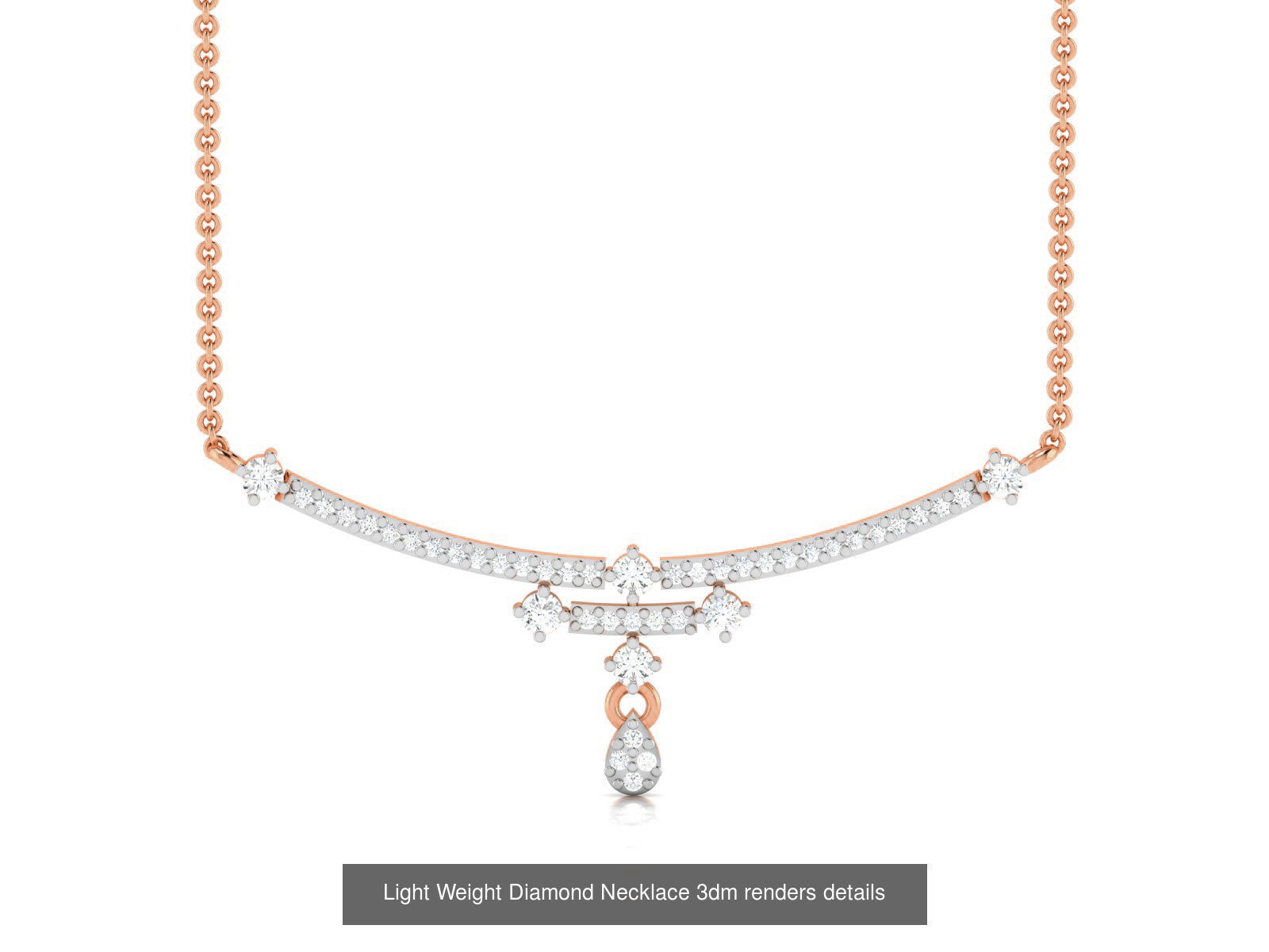 76 Light Weight Diamond Necklace 3dm renders details 3D Model Collection_64