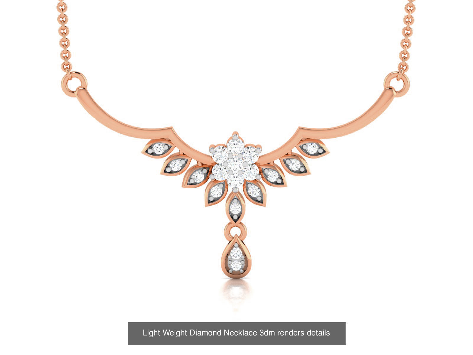 76 Light Weight Diamond Necklace 3dm renders details 3D Model Collection_50