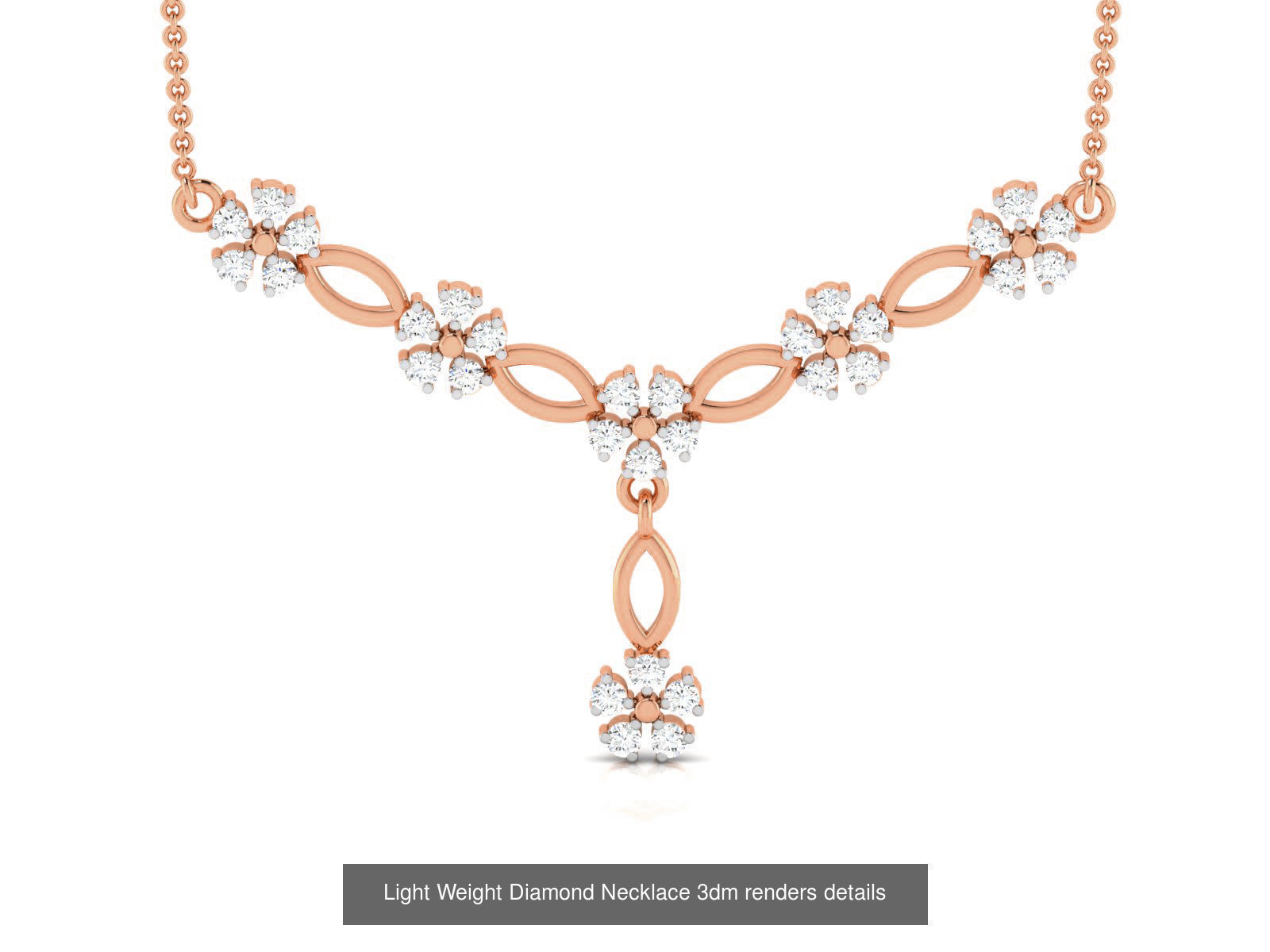 76 Light Weight Diamond Necklace 3dm renders details 3D Model Collection_46