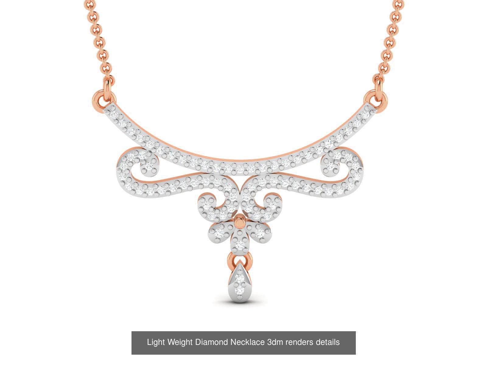 76 Light Weight Diamond Necklace 3dm renders details 3D Model Collection_73