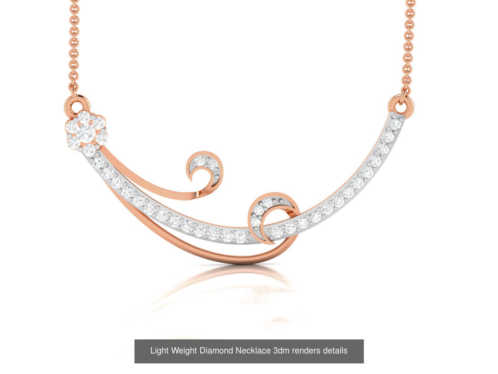 76 Light Weight Diamond Necklace 3dm renders details 3D Model Collection_45